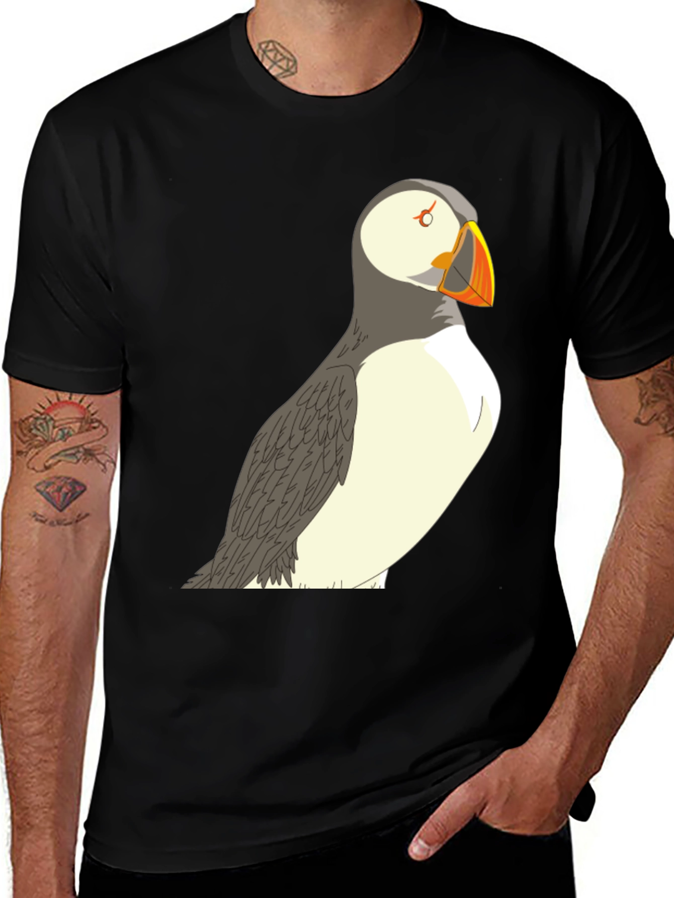 Variant 13 of Puffin Graphic Tee - Black Cotton Blend