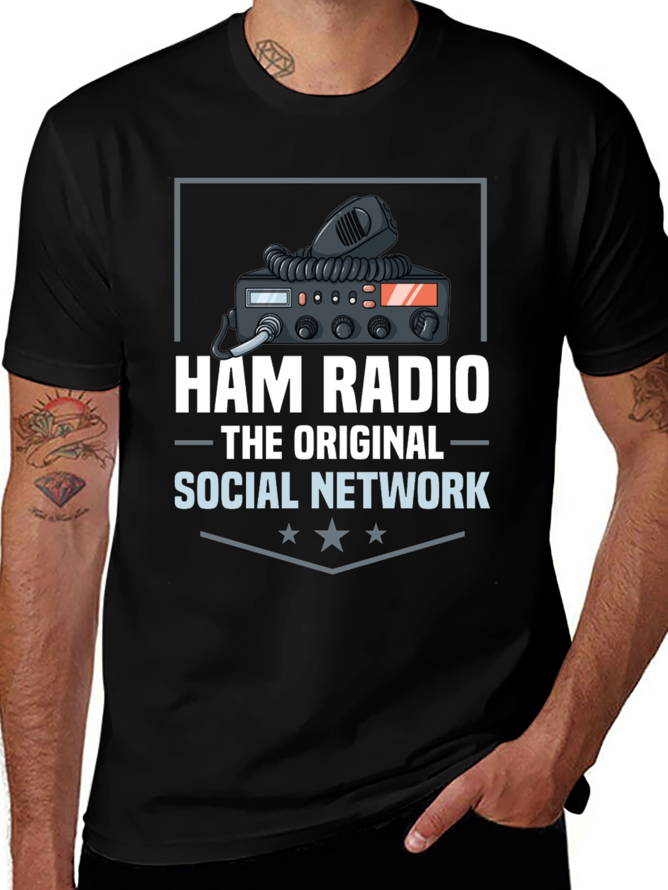 Variant 5 of Ham Radio T-Shirt: The Original Social Network