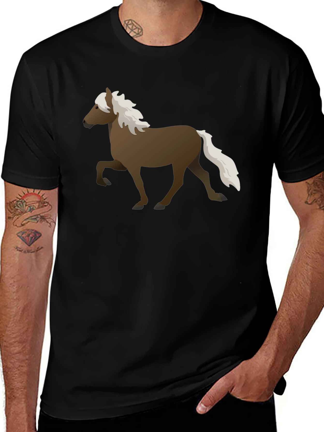 Variant 23 of Horse Graphic Tee - Black Cotton T-Shirt