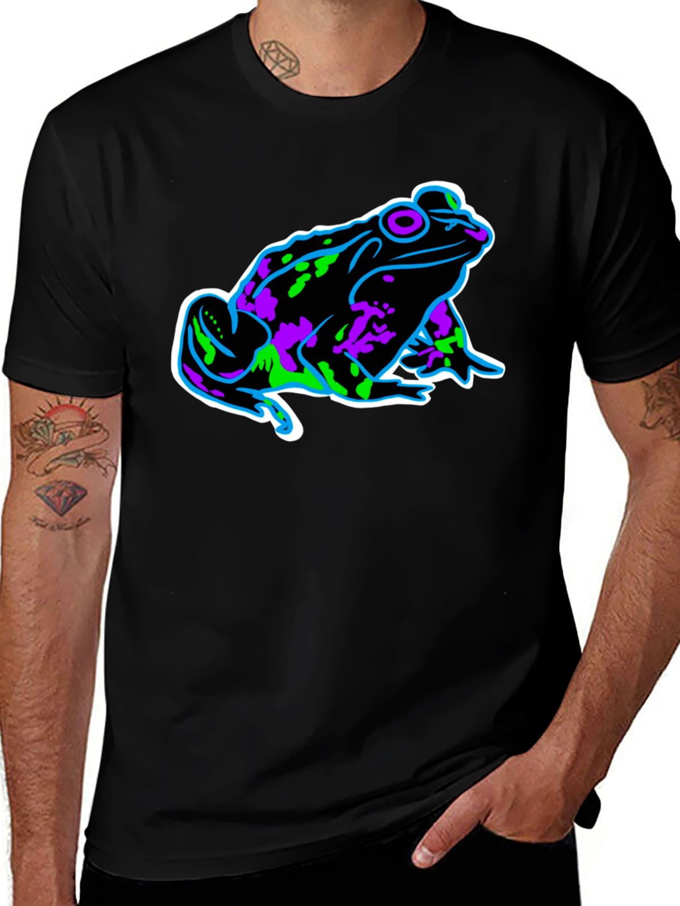 Variant 23 of Neon Frog Graphic Black T-Shirt