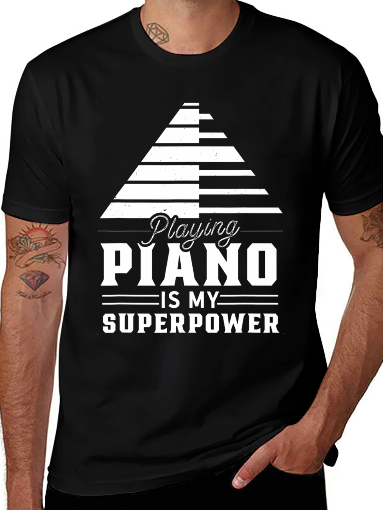 Variant 8 of Piano Superpower Graphic Tee - Musician Gift