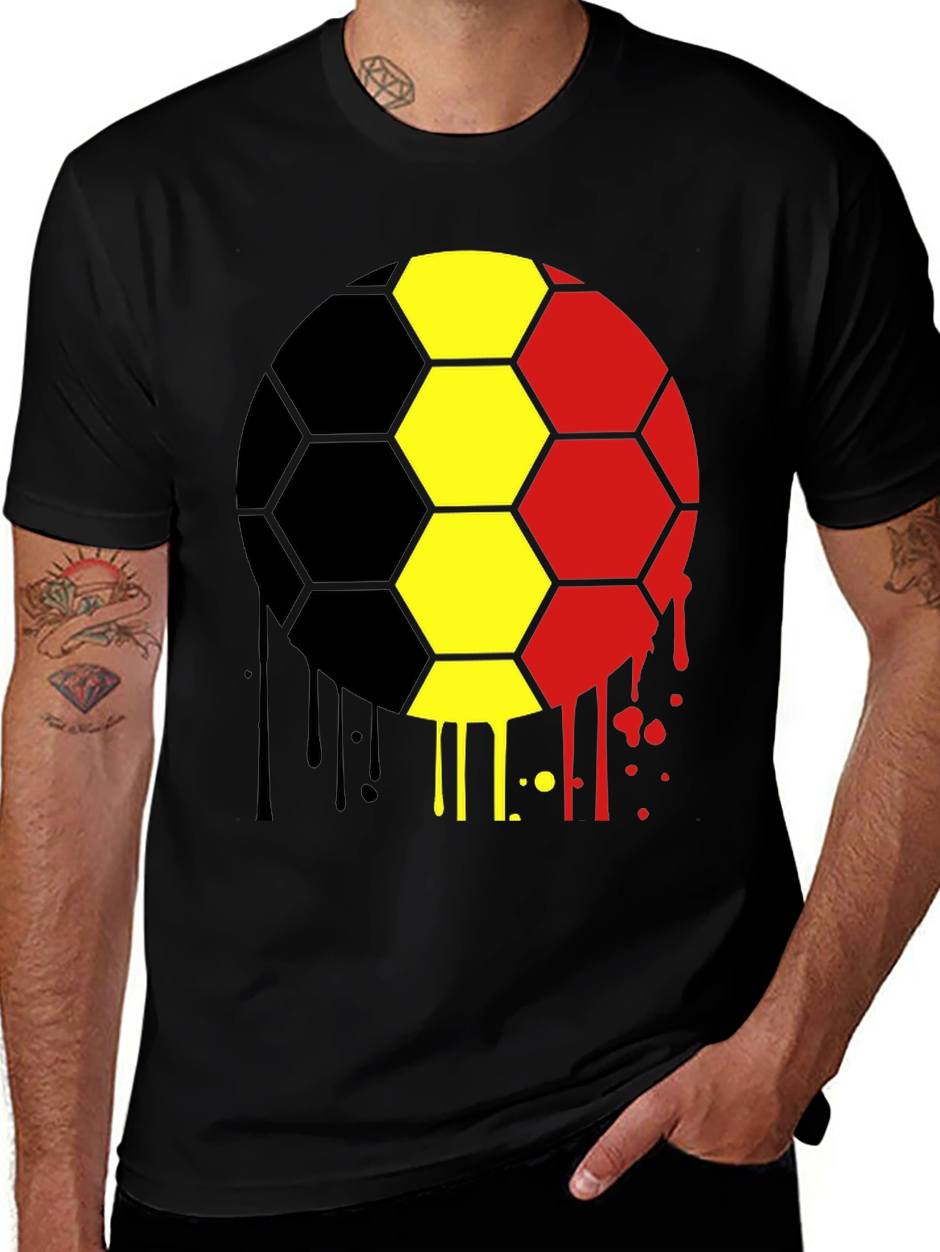 Variant 9 of Belgium Flag Soccer Ball T-Shirt - Black