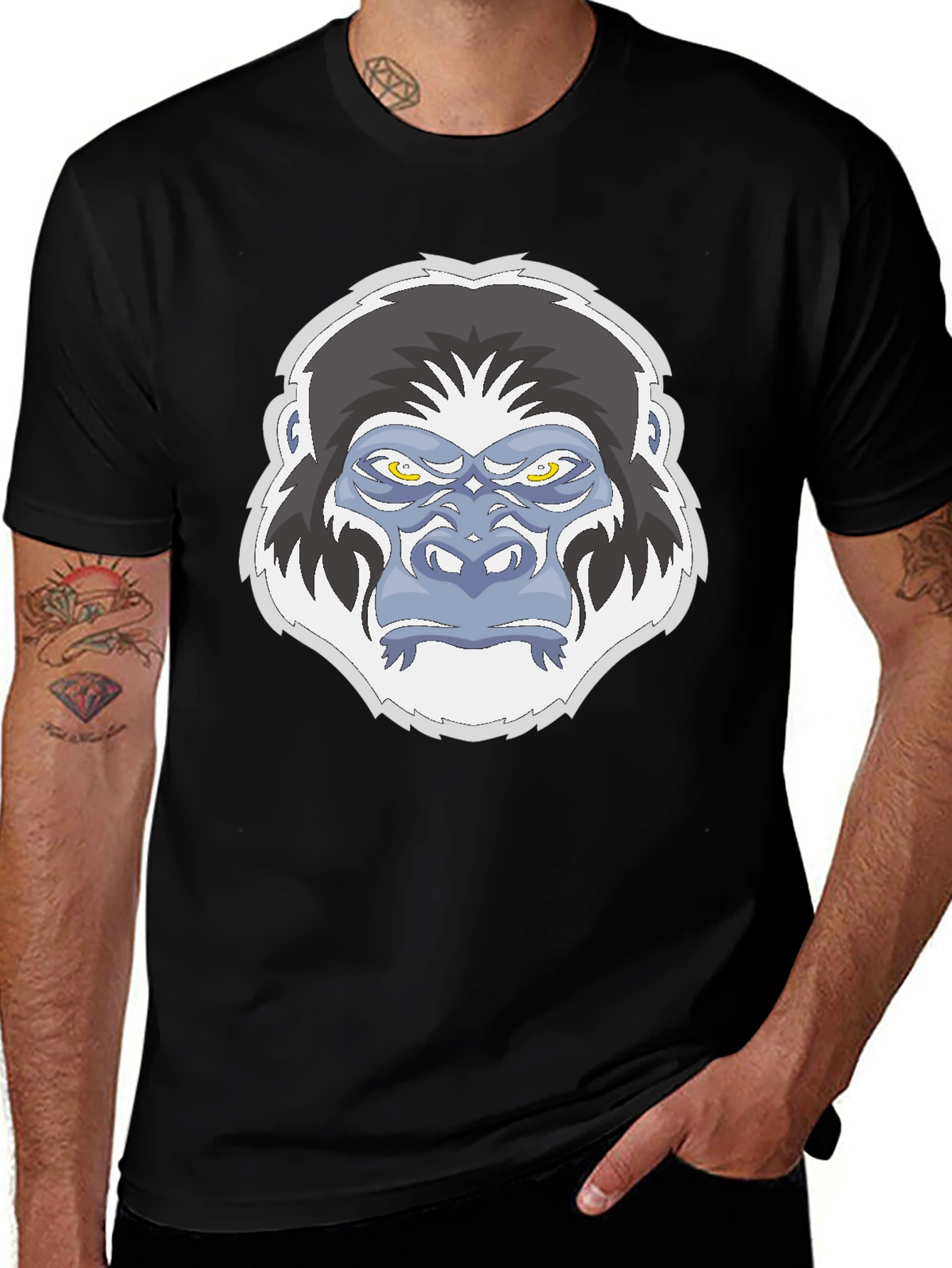 Variant 26 of Gorilla Graphic Print Black T-Shirt