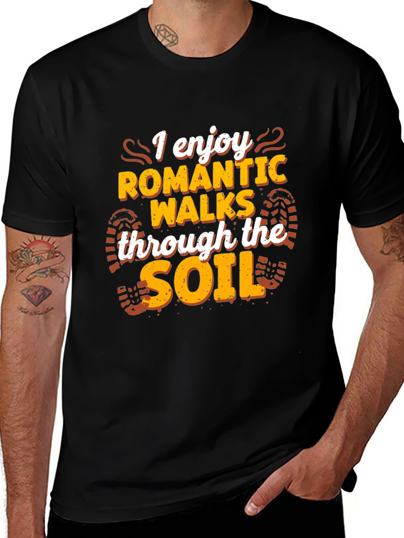 Romantic Walks Soil T-Shirt - Black, Funny Hiking Tee