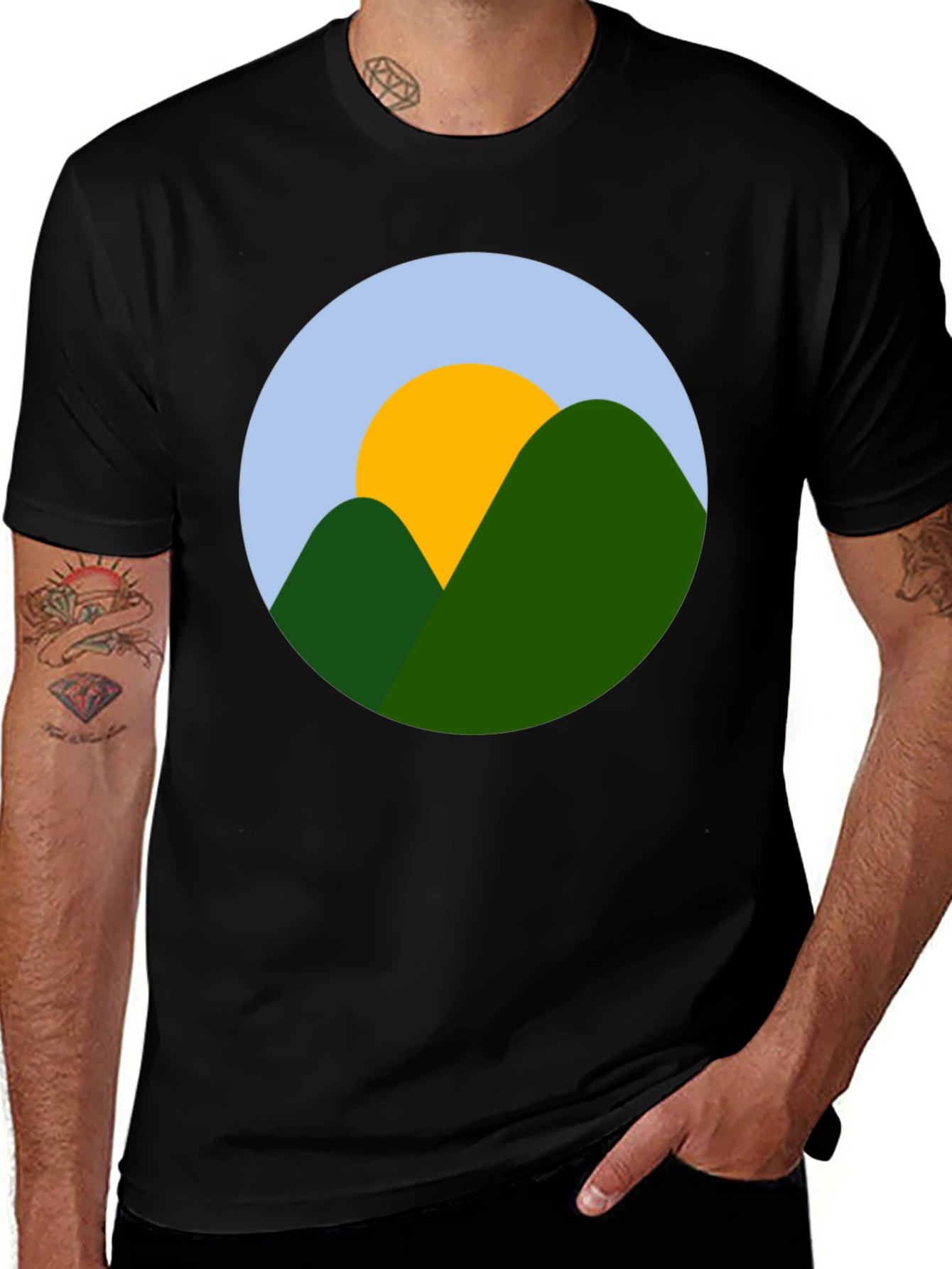 Variant 15 of Mountain Sun Graphic Black T-Shirt
