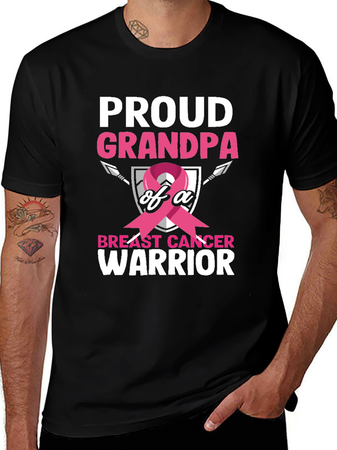 Variant 19 of Proud Grandpa Breast Cancer Warrior T-Shirt