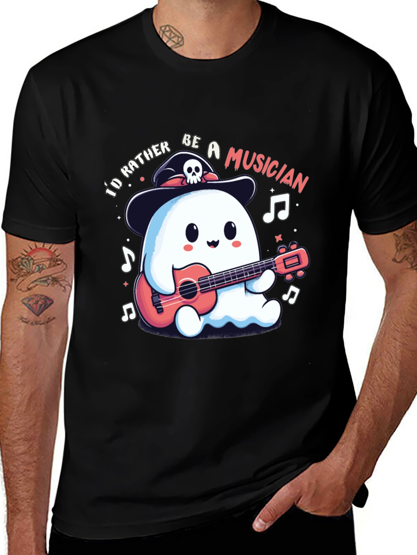 Variant 9 of Ghost Musician Graphic T-Shirt - Halloween