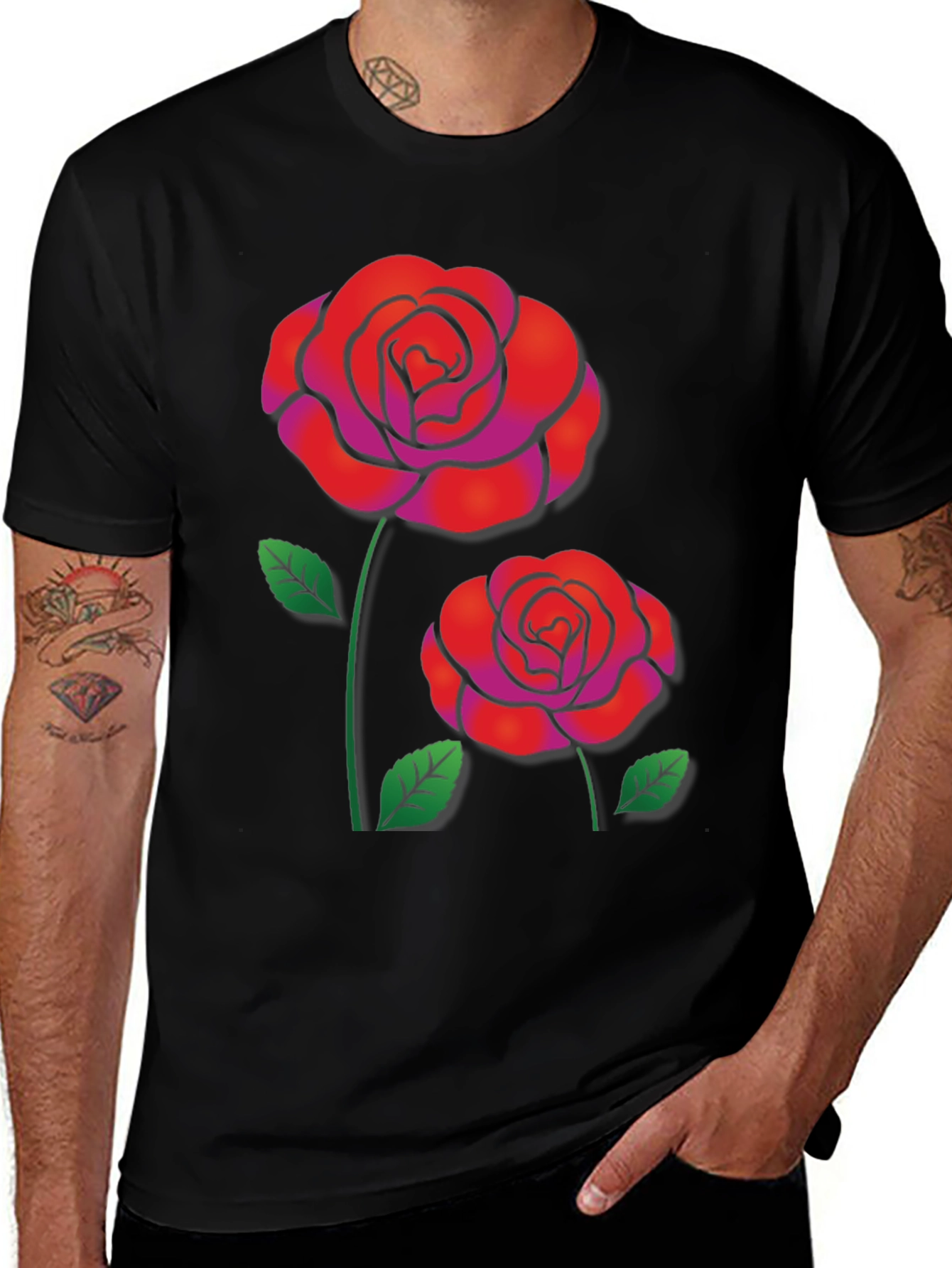Variant 22 of Rose Graphic Black T-Shirt