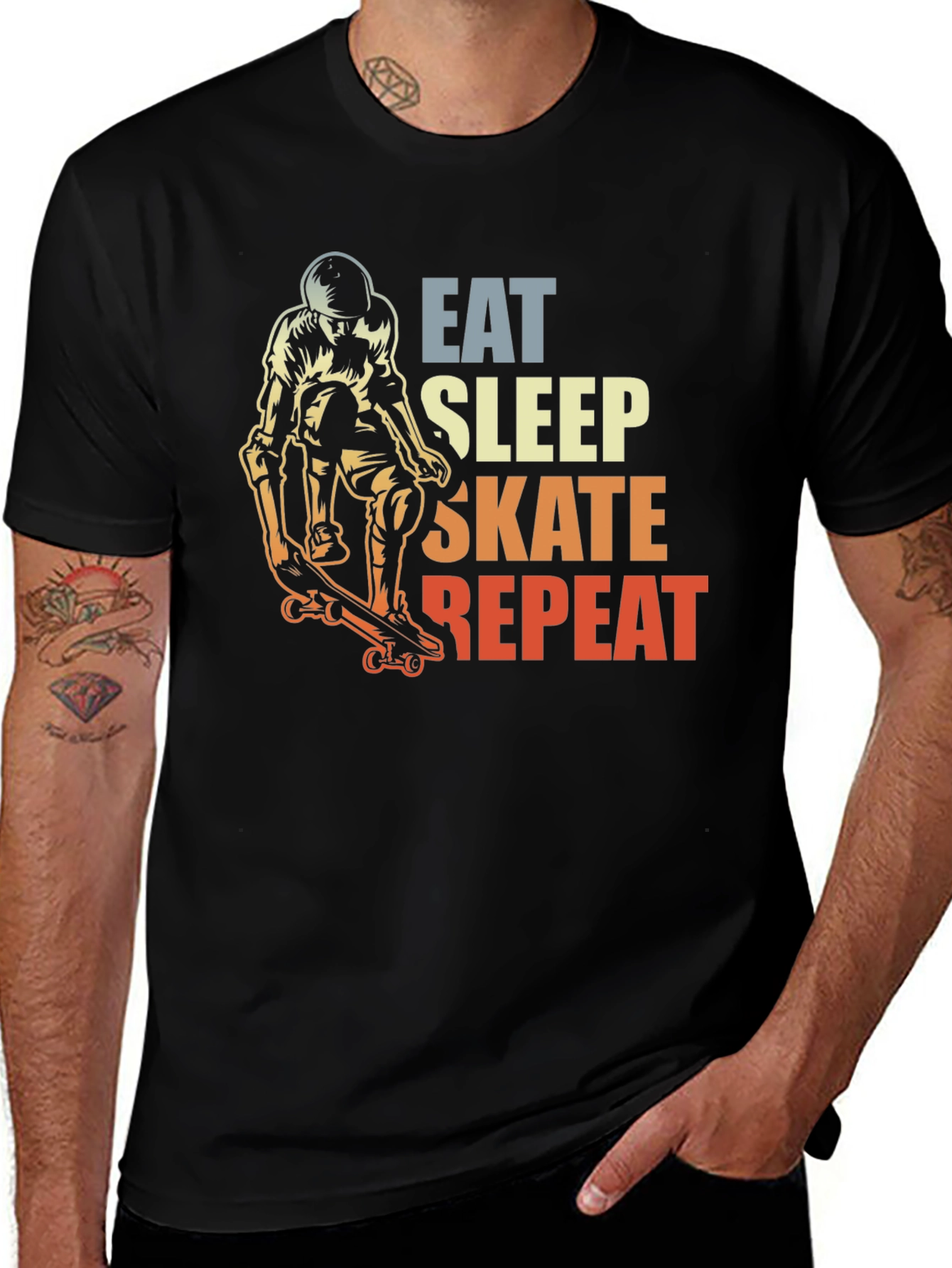 Variant 14 of Eat Sleep Skate Repeat Black Graphic T-Shirt