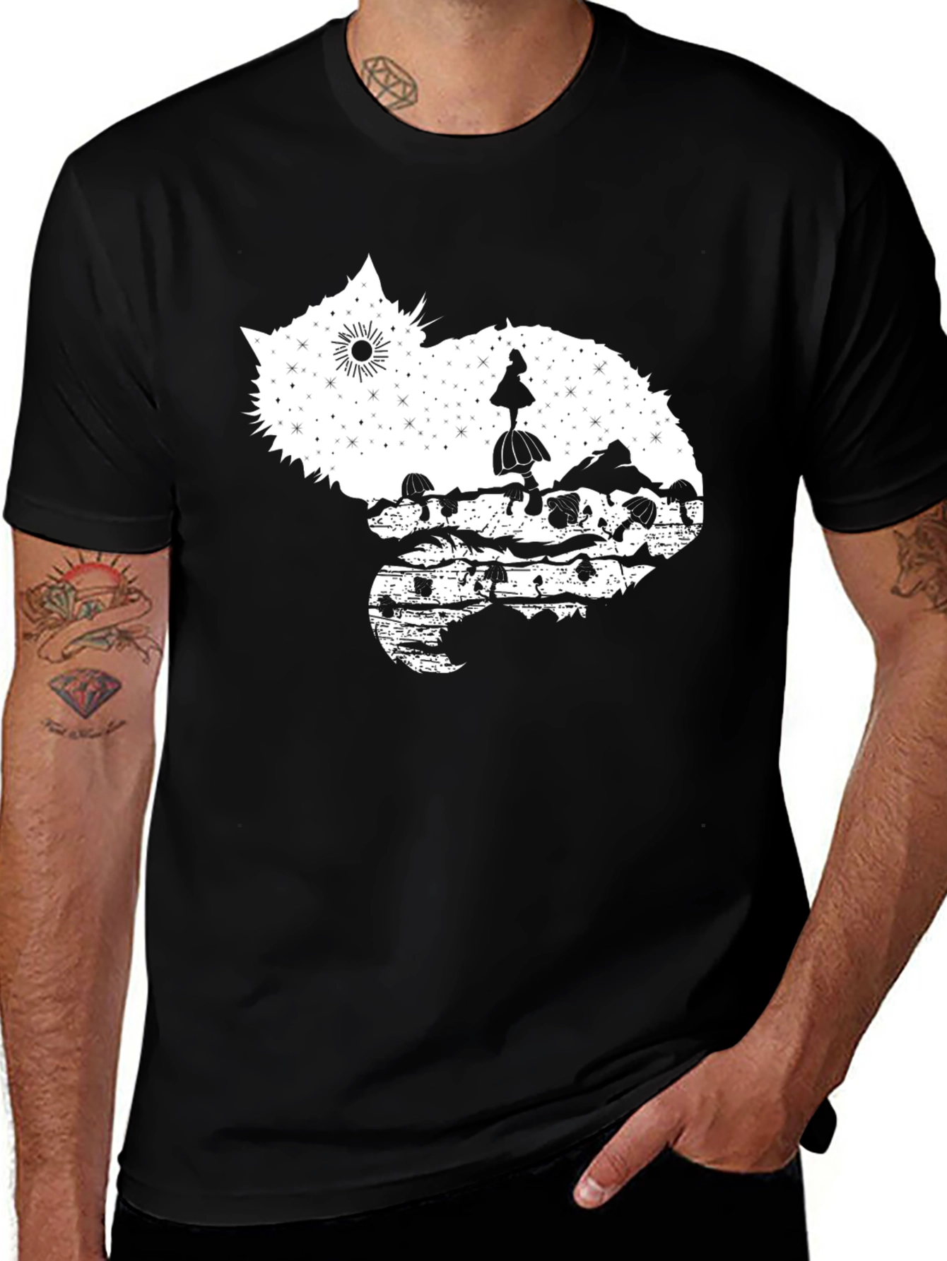 Variant 2 of Alice in Wonderland Cat Silhouette T-Shirt