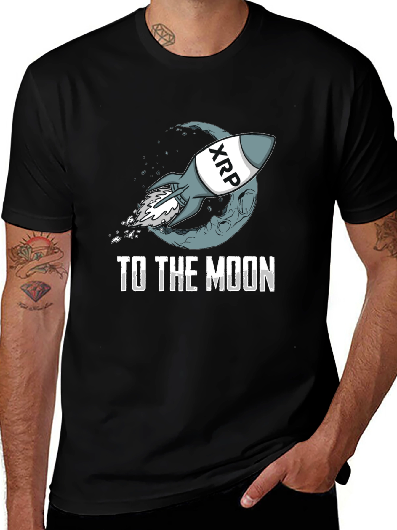 Variant 23 of XRP Rocket to the Moon Black T-Shirt