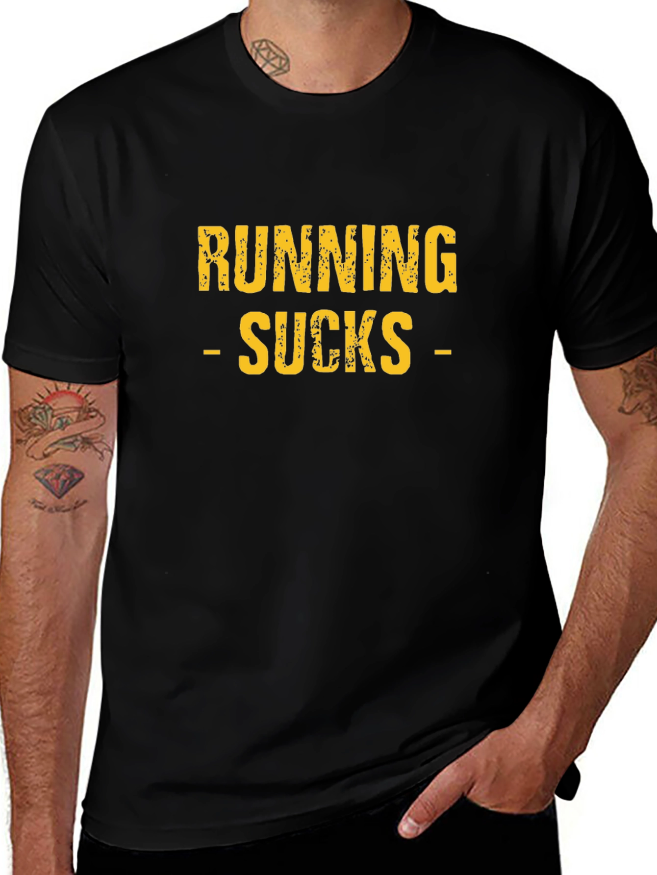 Variant 22 of Running Sucks Graphic Tee - Black Cotton T-Shirt