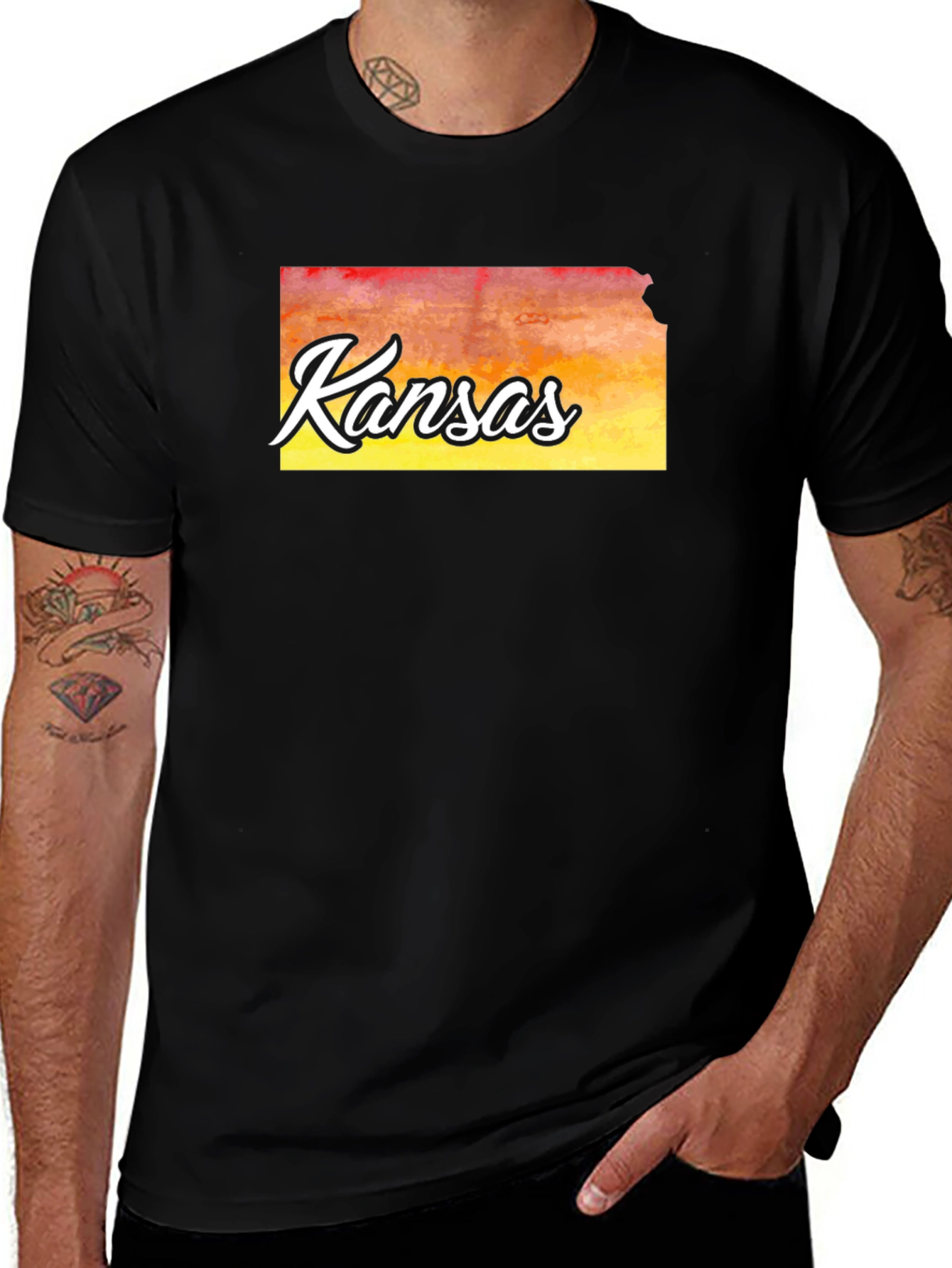 Kansas State Outline T-Shirt - Stylish Black Tee