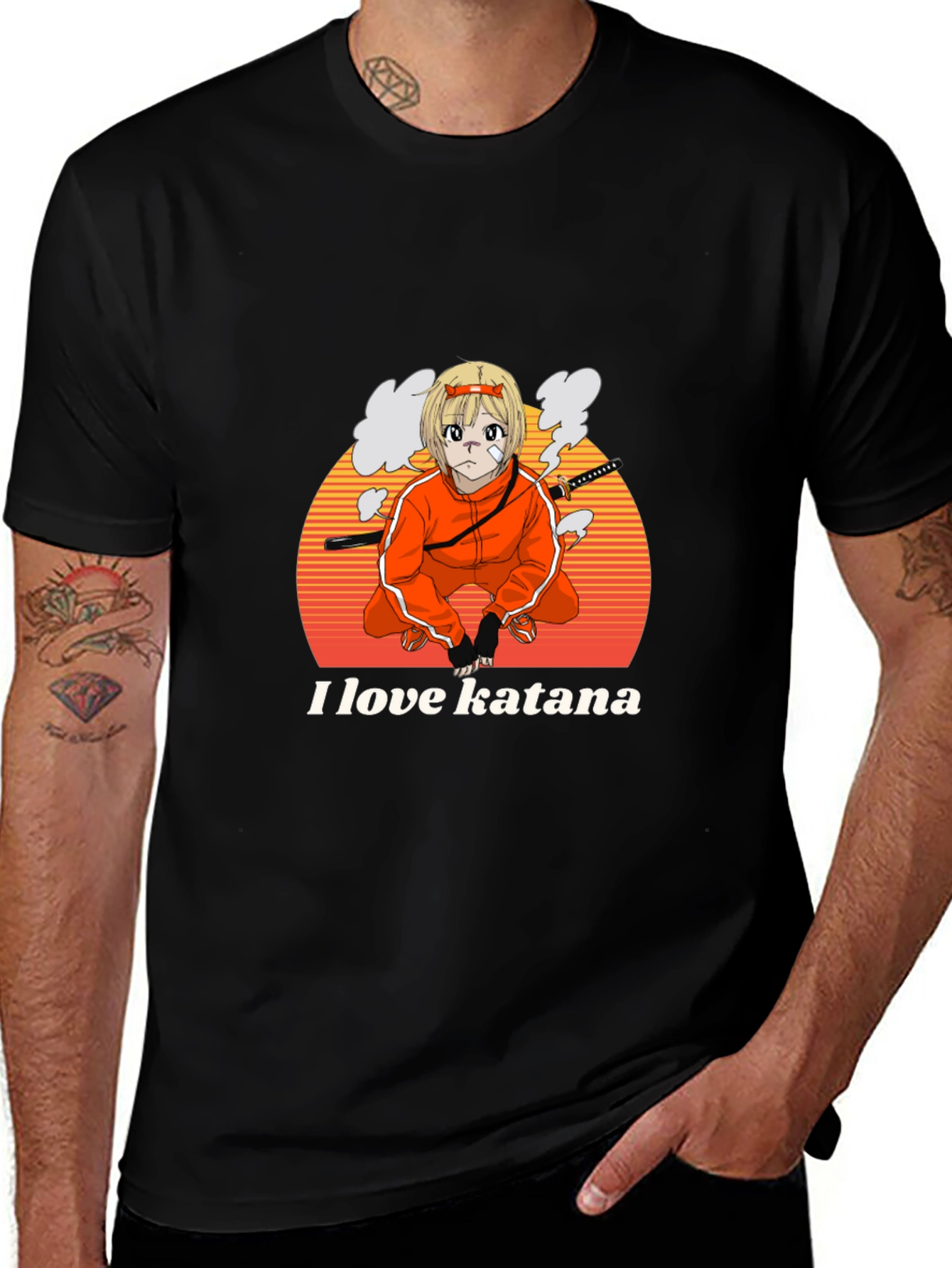 Variant 29 of I Love Katana Anime T-Shirt - Black