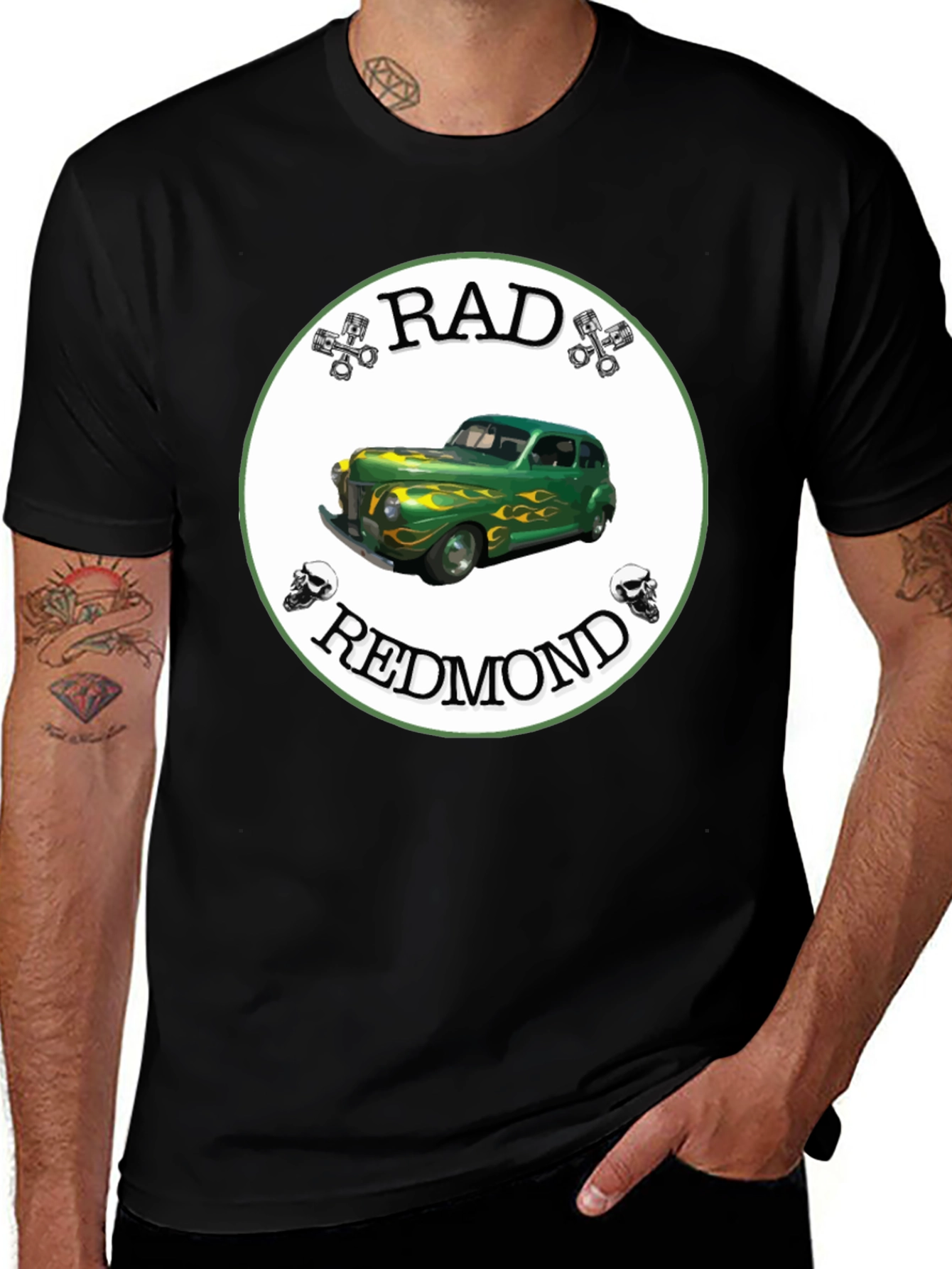 Variant 28 of Rad Redmond Car Graphic Black T-Shirt