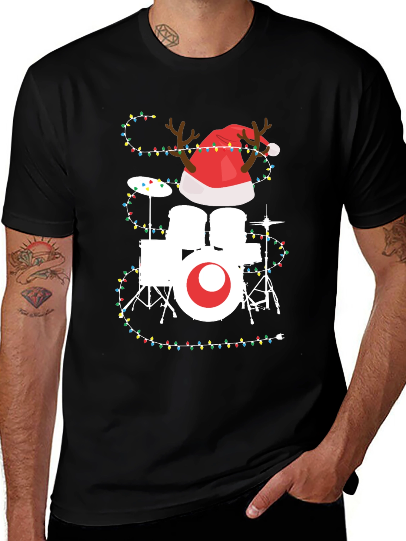 Christmas Drum Set T-Shirt Festive Holiday Rock Tee