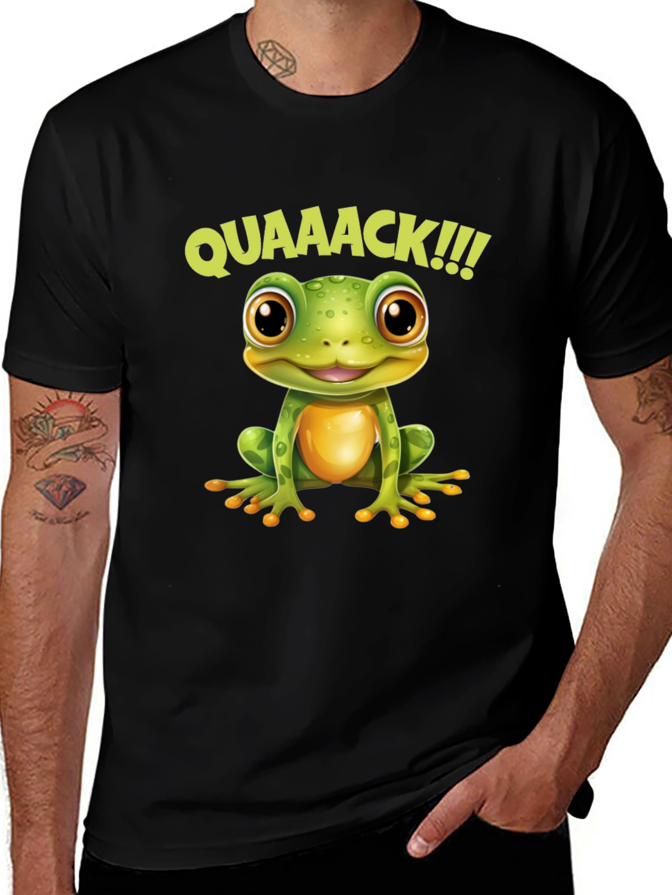 Variant 18 of Quack Frog Graphic Tee - Black Cotton T-Shirt