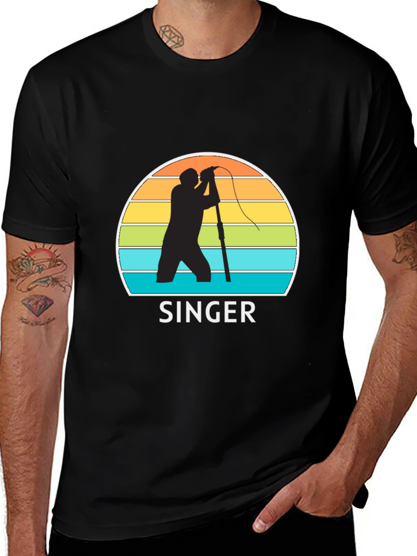 Variant 19 of Singer Silhouette T-Shirt - Retro Music Lover Tee