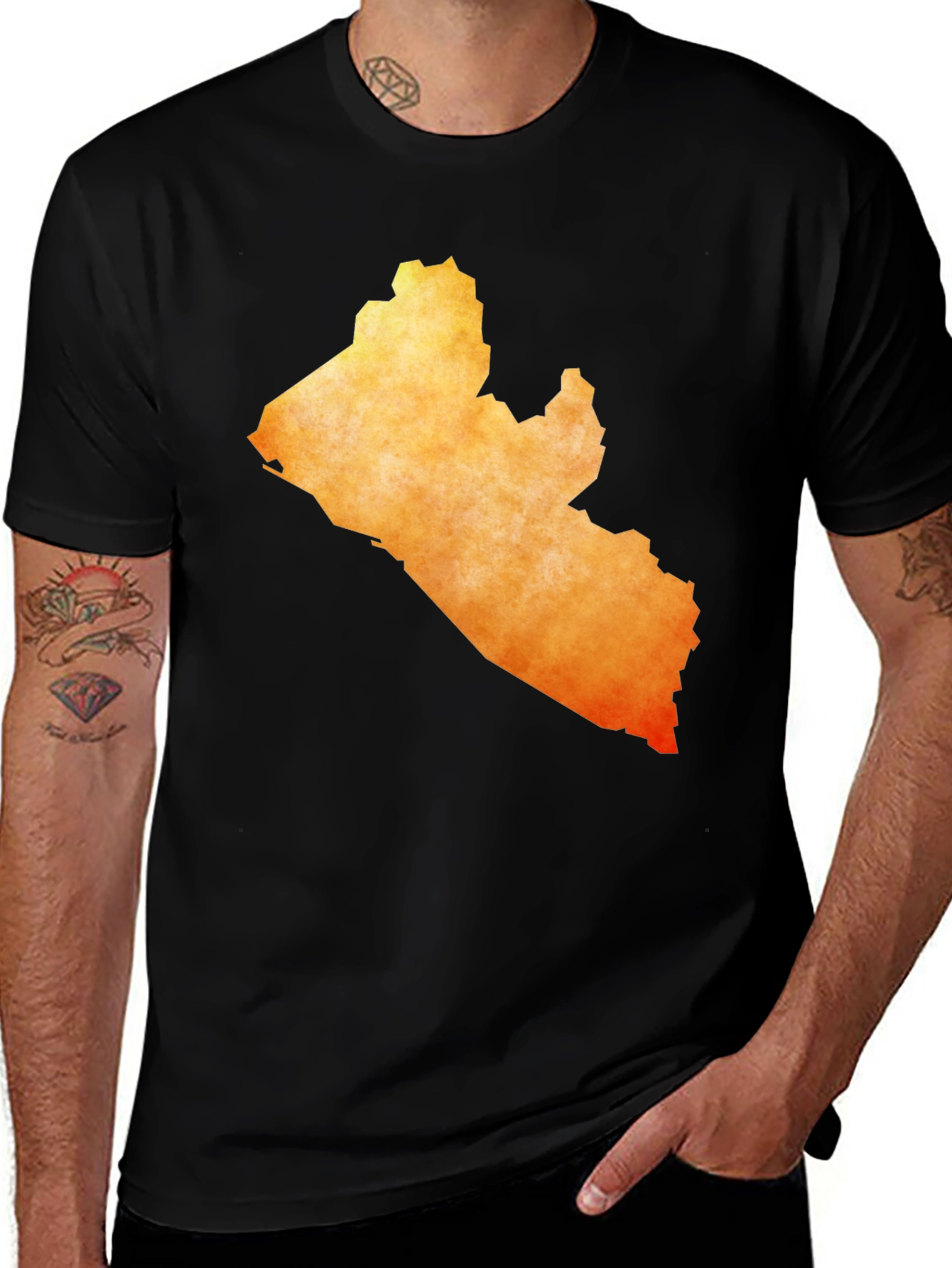 Liberia Map T-Shirt - Black Graphic Tee