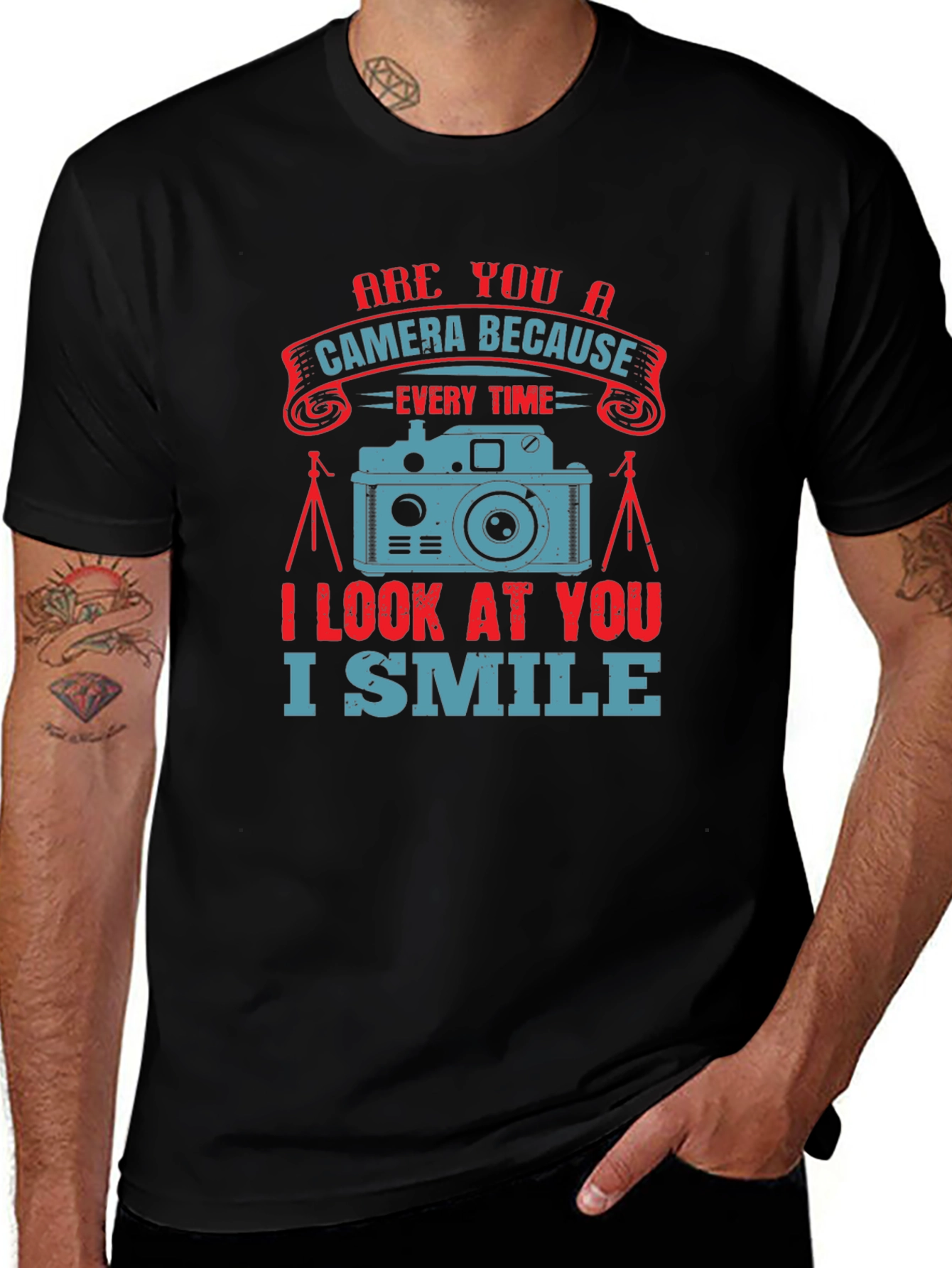 Variant 8 of Camera Because I Smile Funny Graphic T-Shirt