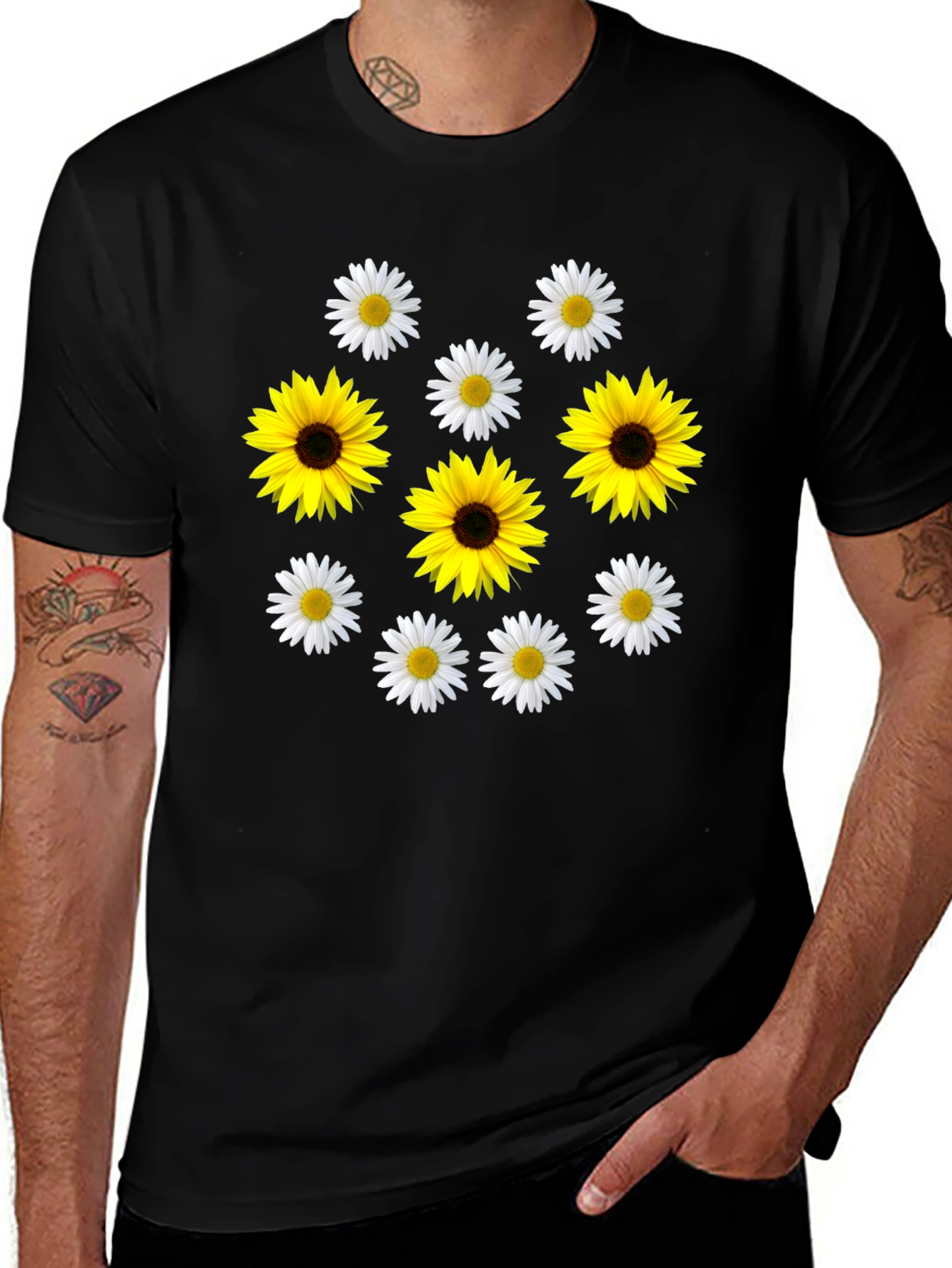 Variant 21 of Floral Print Black T-Shirt