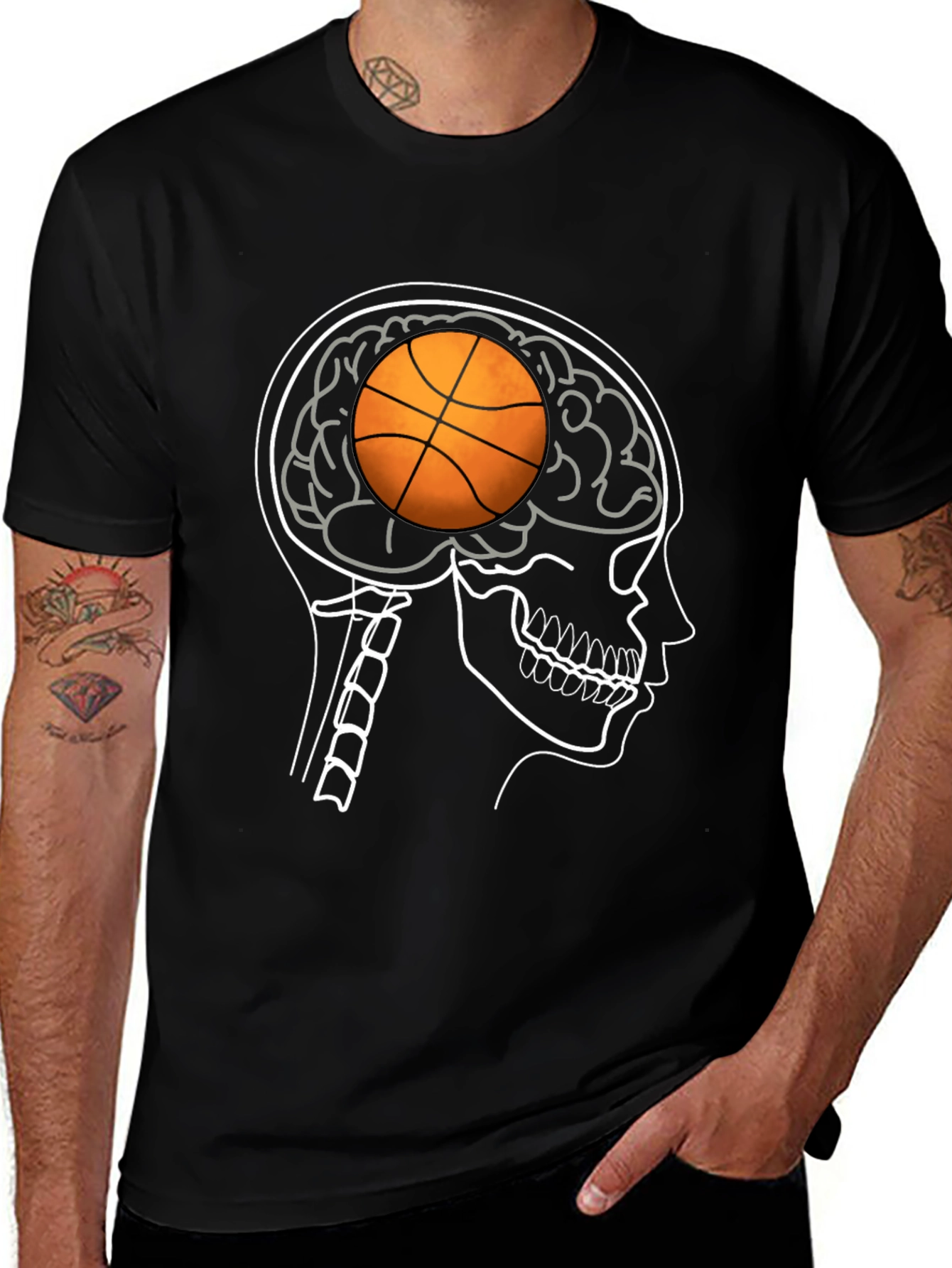 Variant 18 of Basketball Brain T-Shirt - Sports Fan Tee