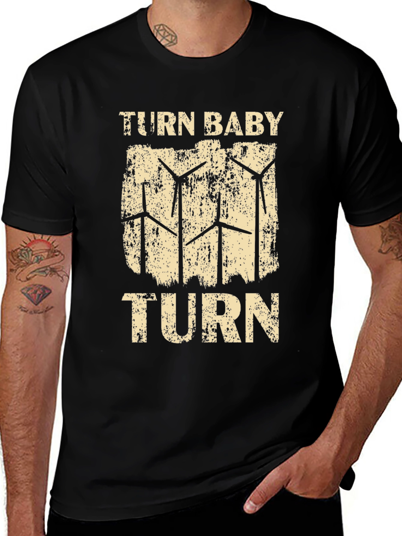 Variant 14 of Turn Baby Turn Wind Turbine Graphic Tee
