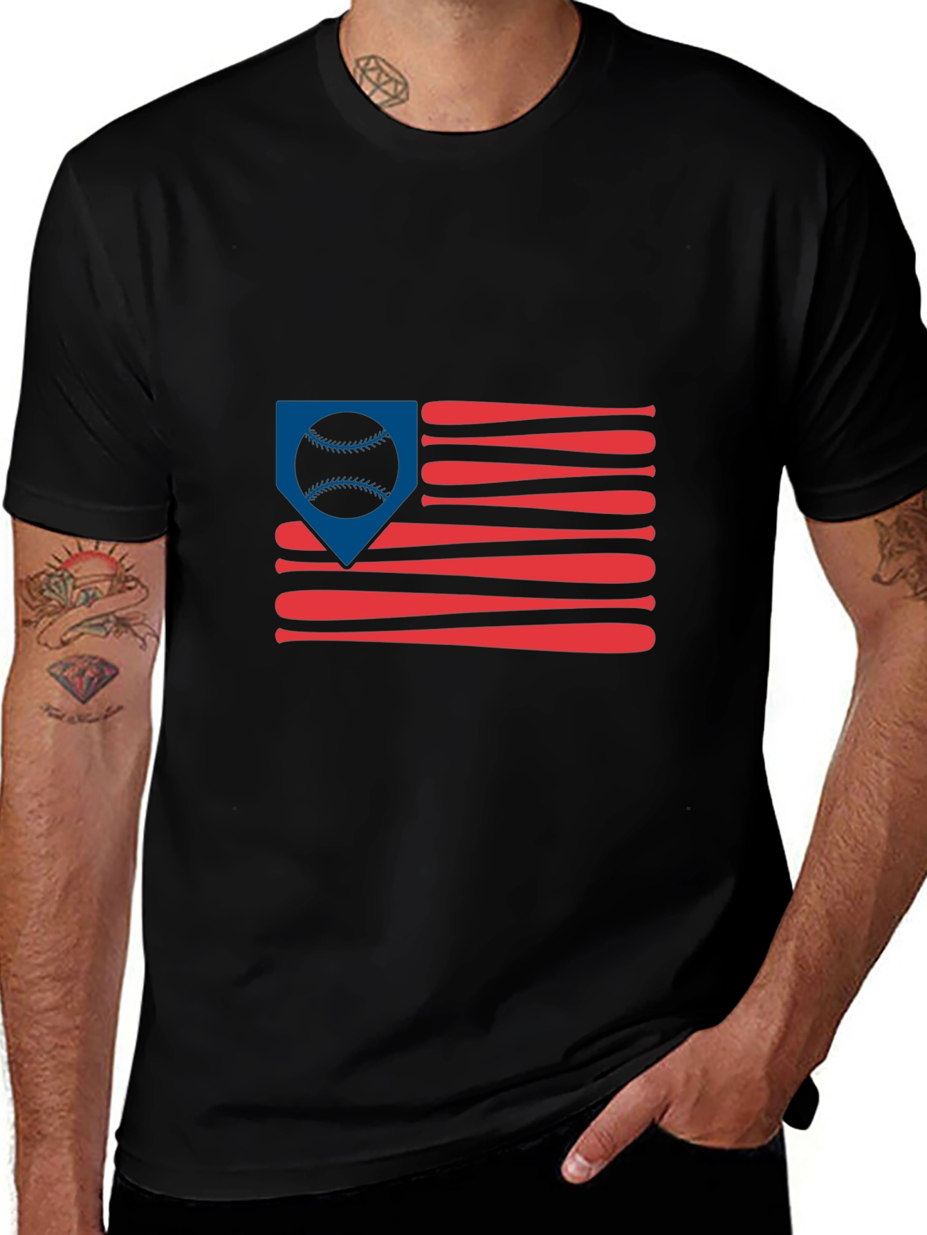 Variant 29 of Baseball Flag Graphic Tee - Patriotic American Baseball Shirt
