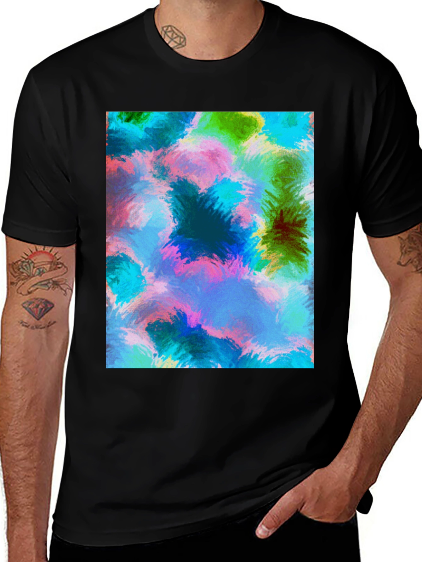 Variant 15 of Abstract Art Men's Black T-Shirt