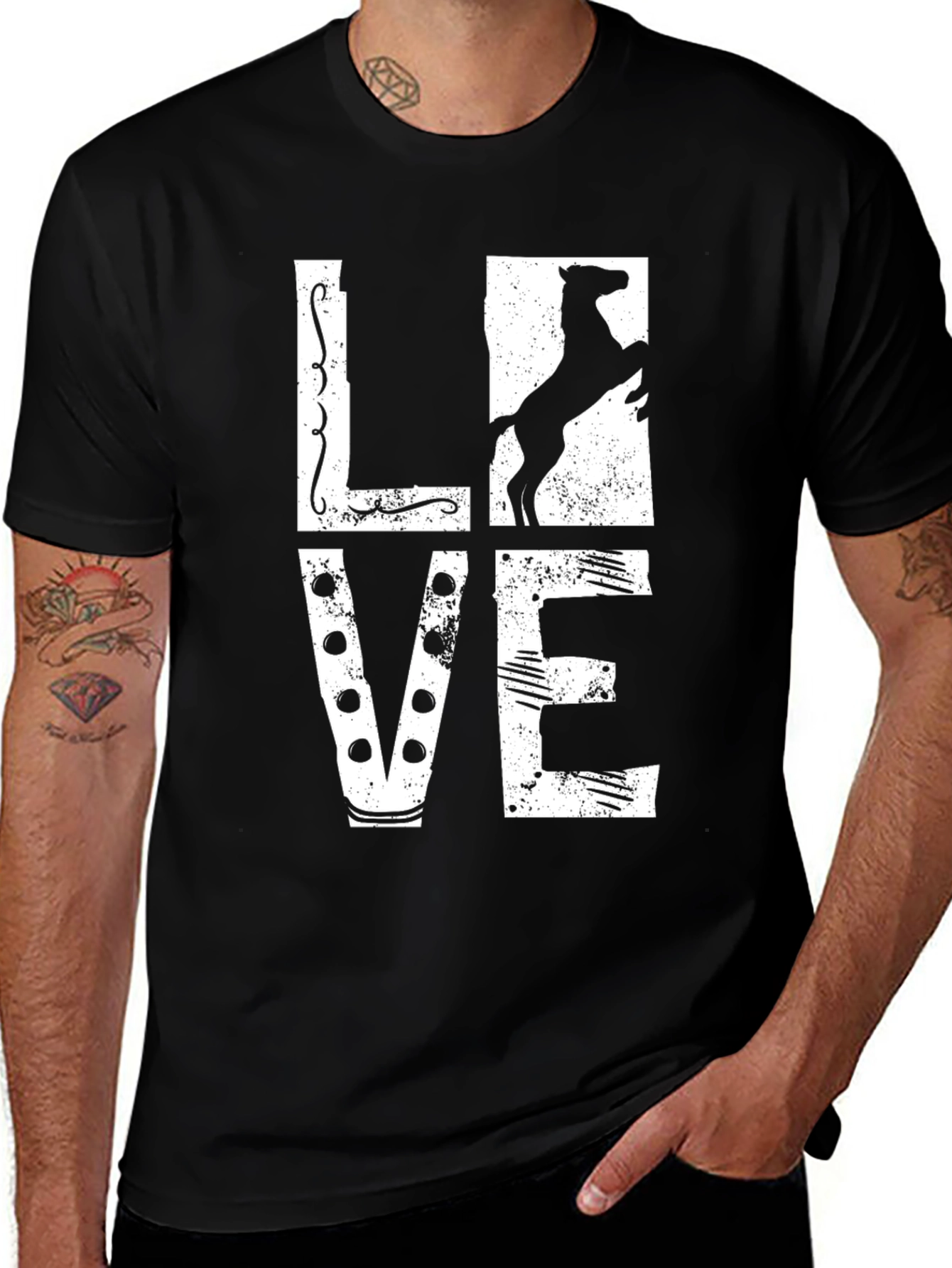 Variant 2 of Love Horse Graphic Tee - Unisex Black T-Shirt