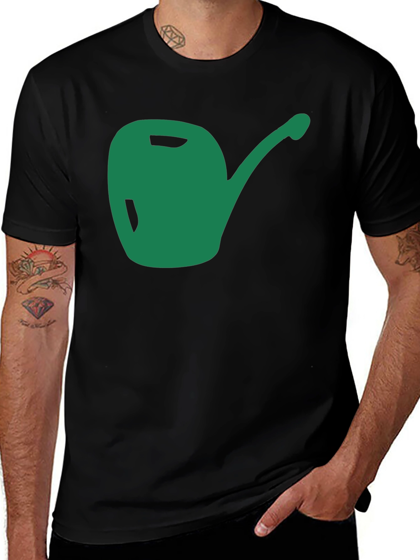 Green Watering Can Graphic T-Shirt