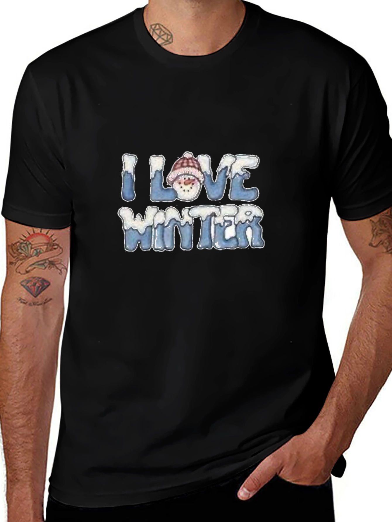 Variant 29 of I Love Winter Snowman Graphic T-Shirt