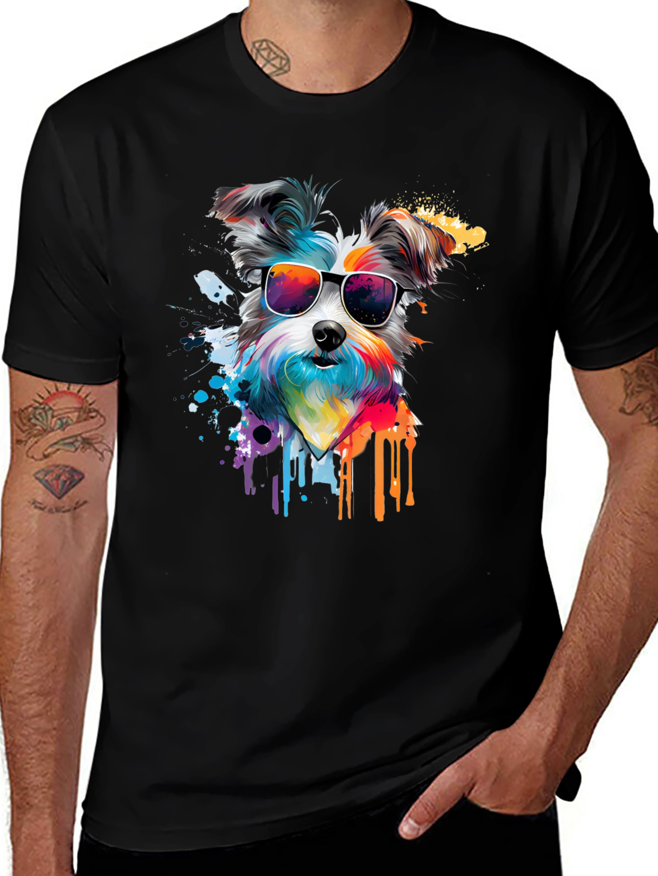 Variant 19 of Cool Dog Art T-Shirt - Funky Canine Design