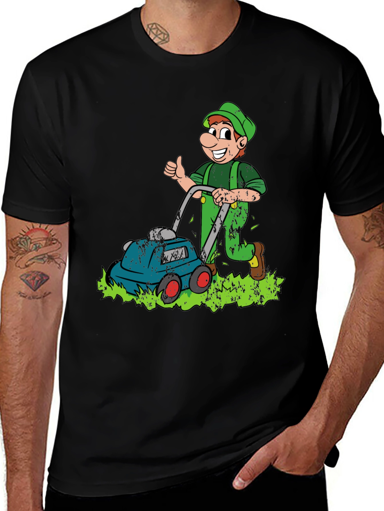Variant 4 of Funny Lawn Mower Cartoon Graphic T-Shirt