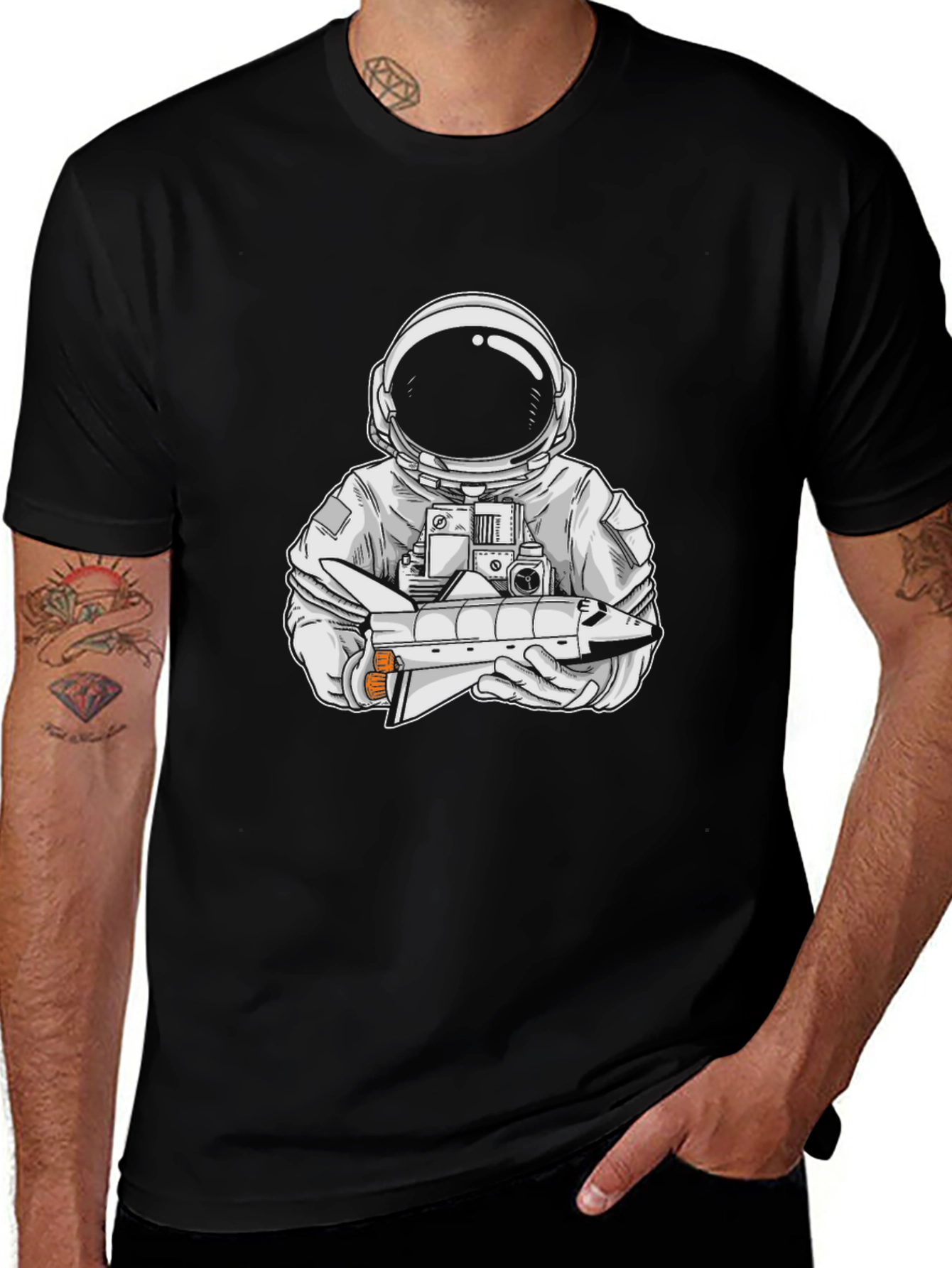 Variant 14 of Astronaut & Space Shuttle Graphic T-Shirt