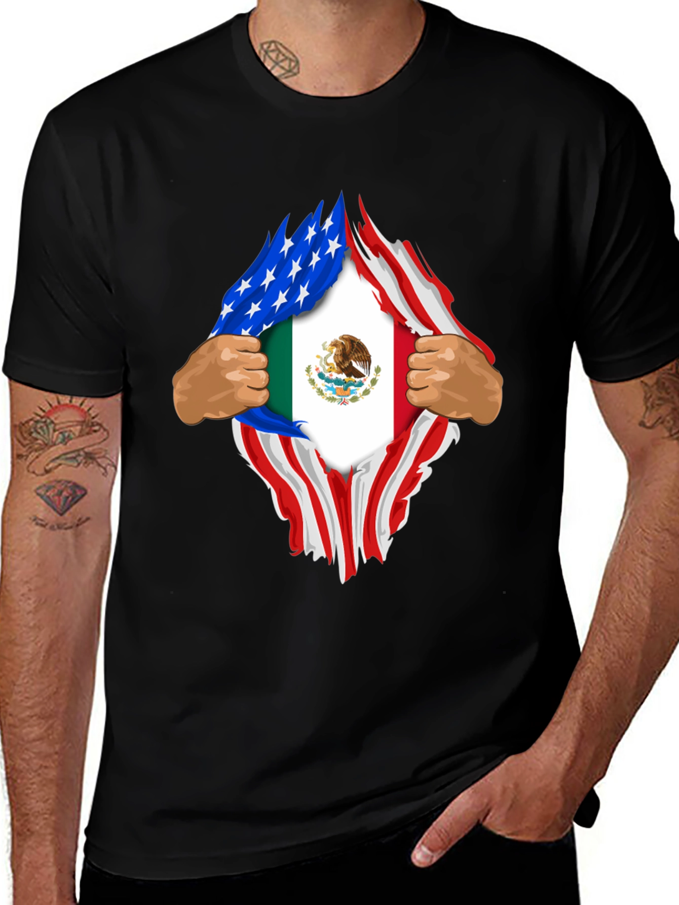 Variant 27 of USA Mexico Flag T-Shirt