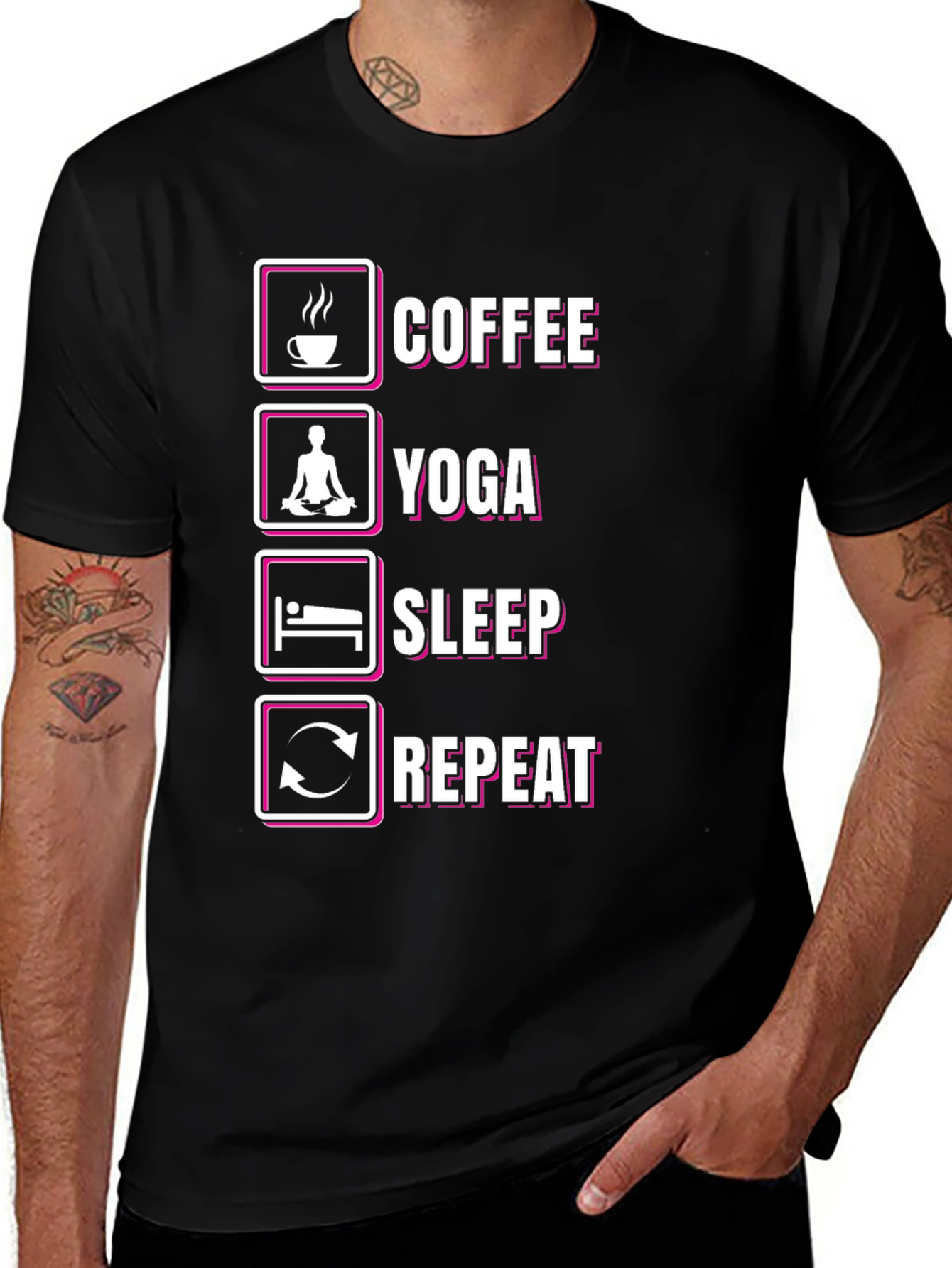 Variant 12 of Coffee Yoga Sleep Repeat Graphic Tee