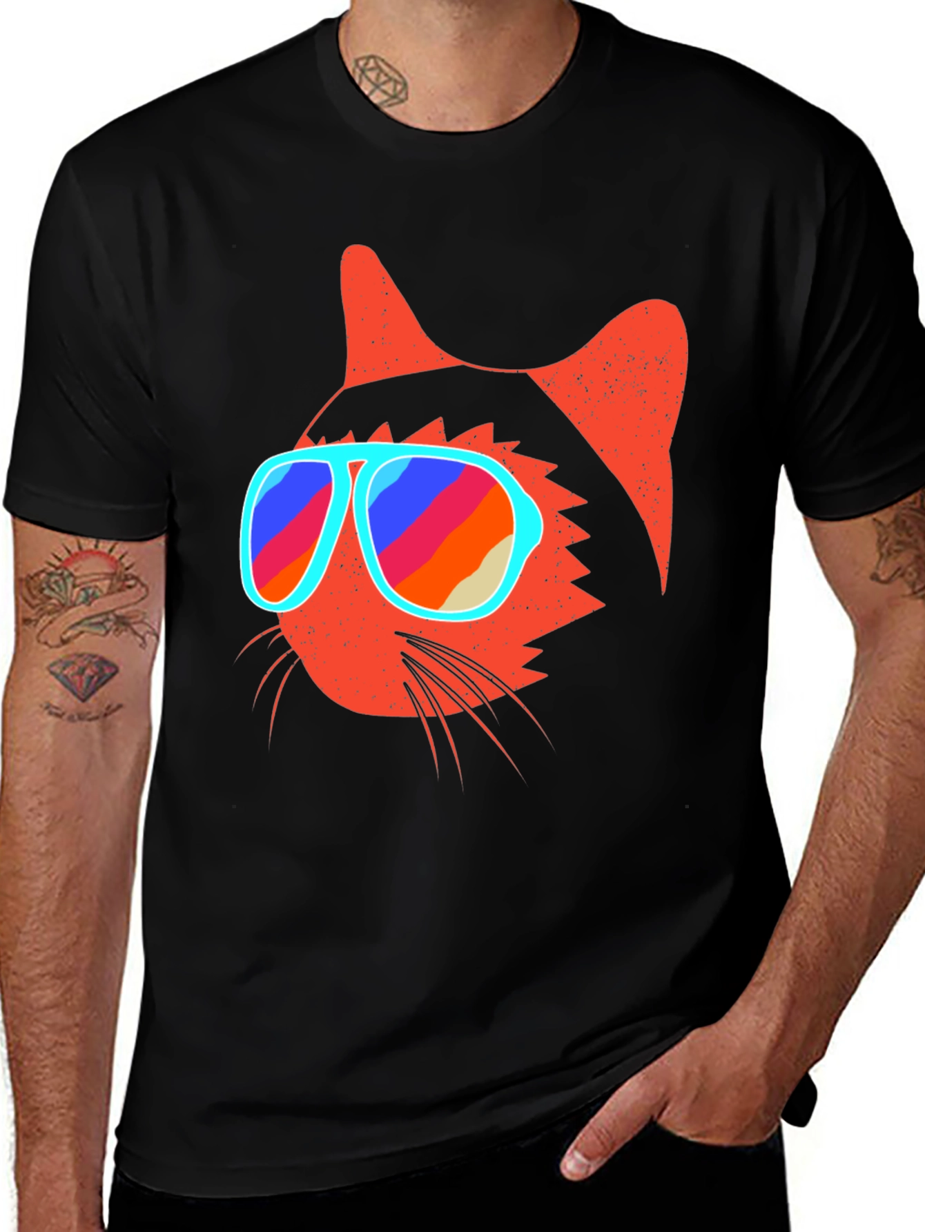 Variant 23 of Cool Cat Graphic Tee - Stylish Men's T-Shirt