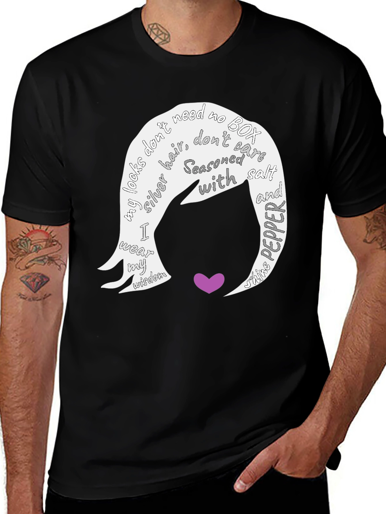 Variant 7 of Sassy Silver Hair Wisdom Graphic Tee - Women's