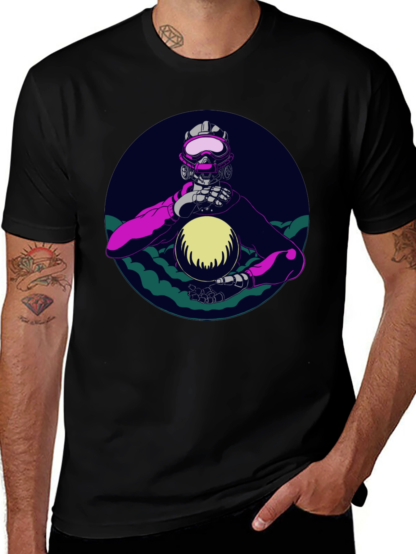 Variant 8 of Cyberpunk Astronaut Graphic Tee - Black