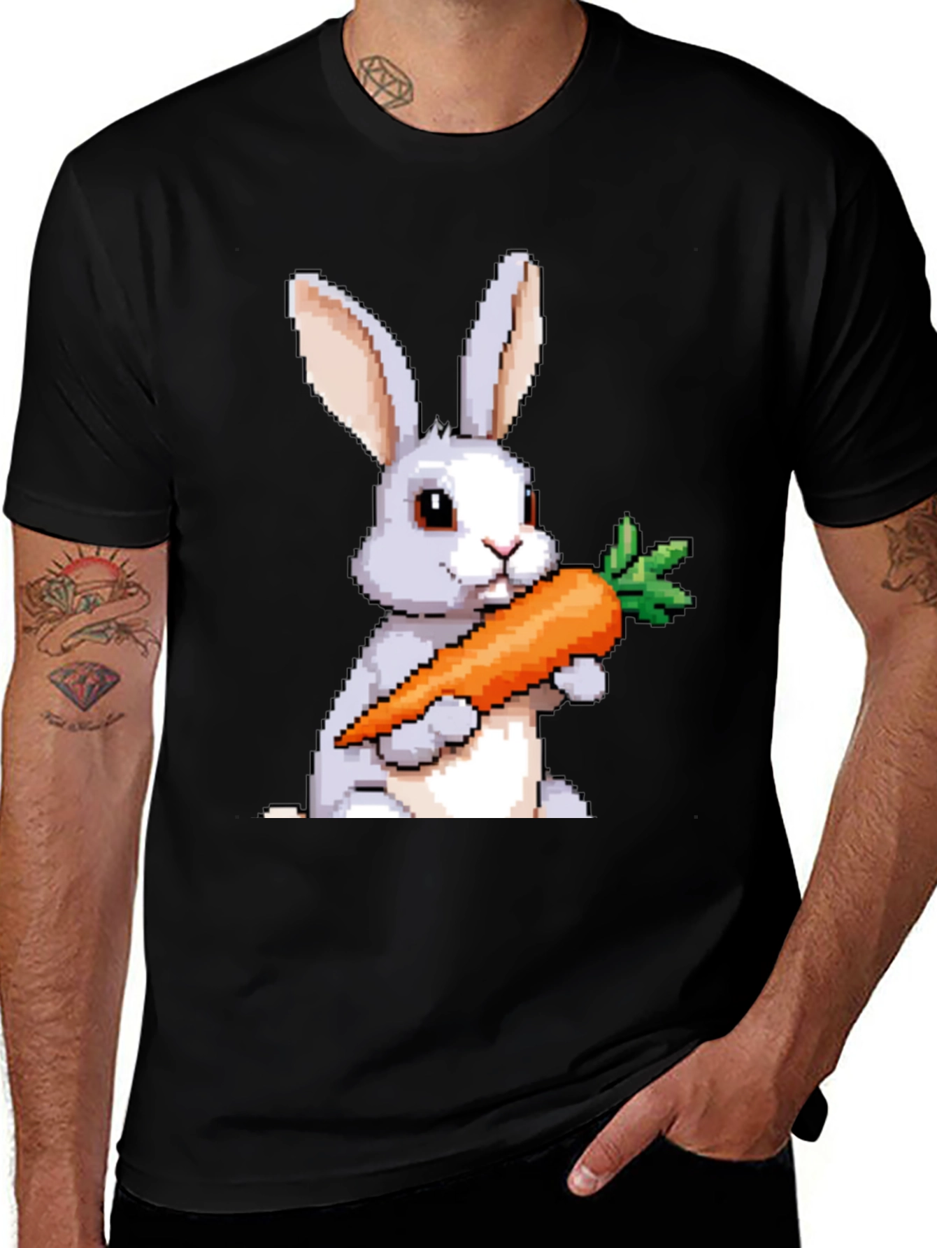 Variant 27 of Pixel Bunny Carrot Graphic Tee - Casual Wear