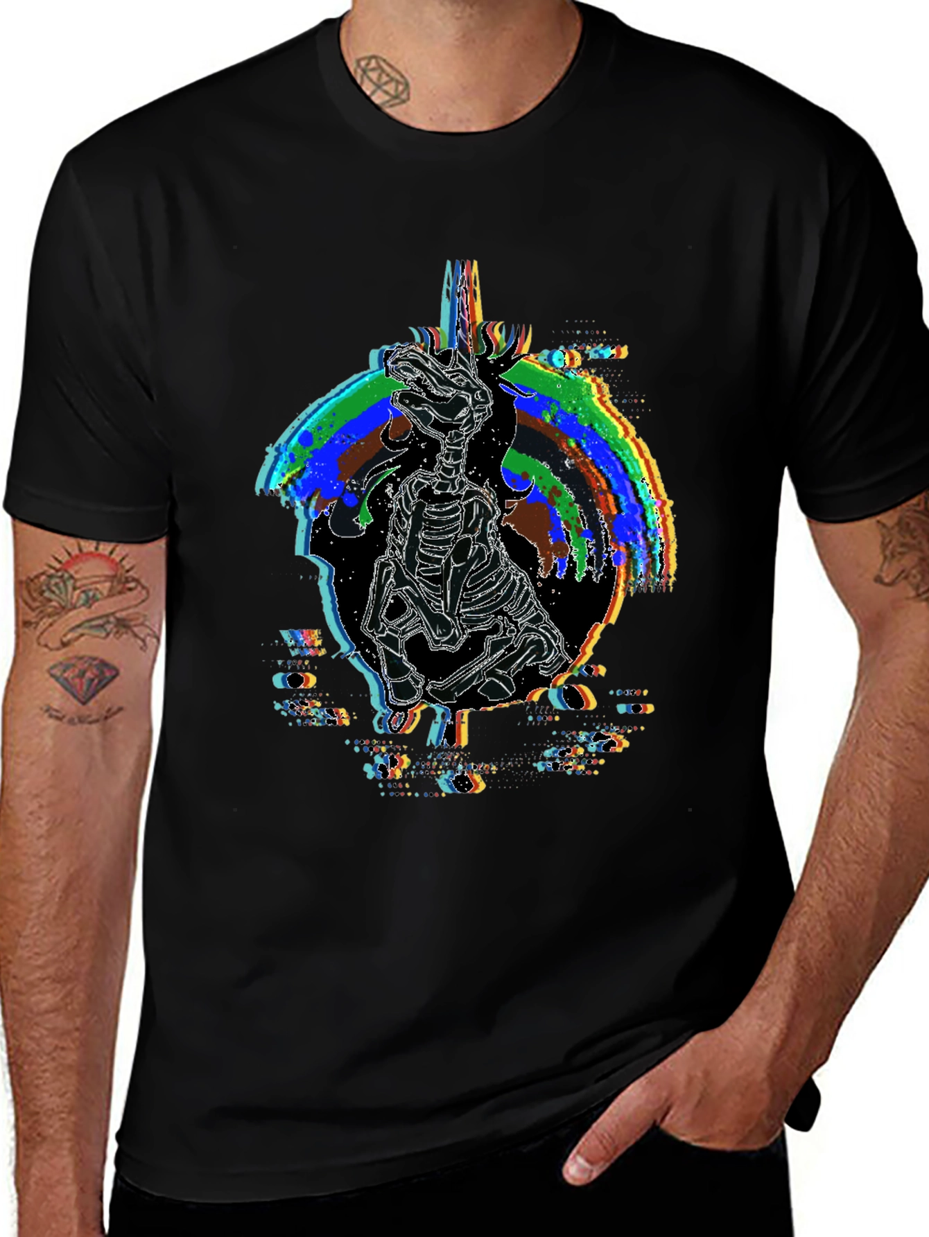 Variant 19 of Unicorn Skeleton Glitch Graphic T-Shirt