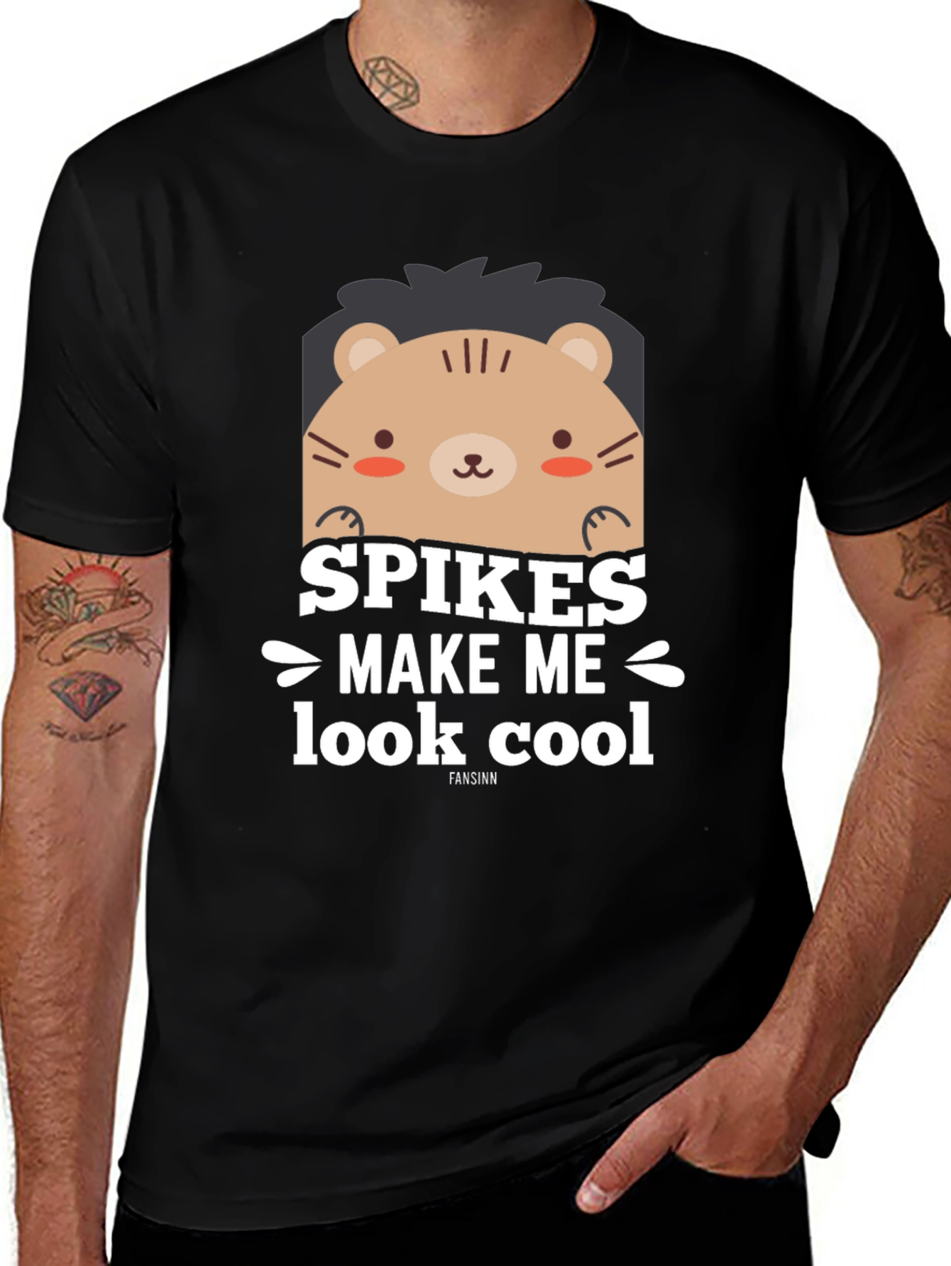 Variant 26 of Spikes Make Me Look Cool Black Graphic T-Shirt