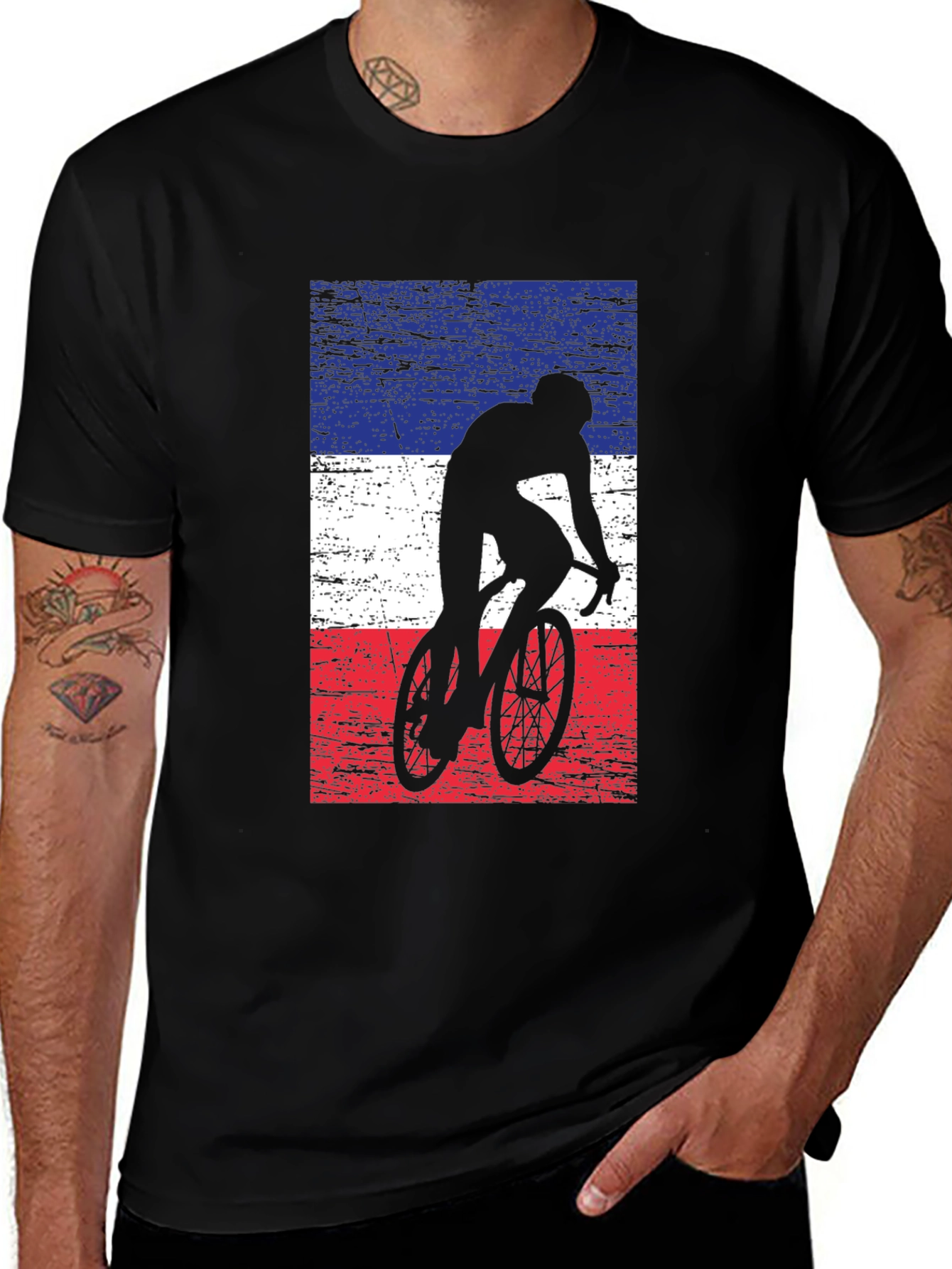 Variant 15 of Cycling Silhouette France Flag Men's T-Shirt