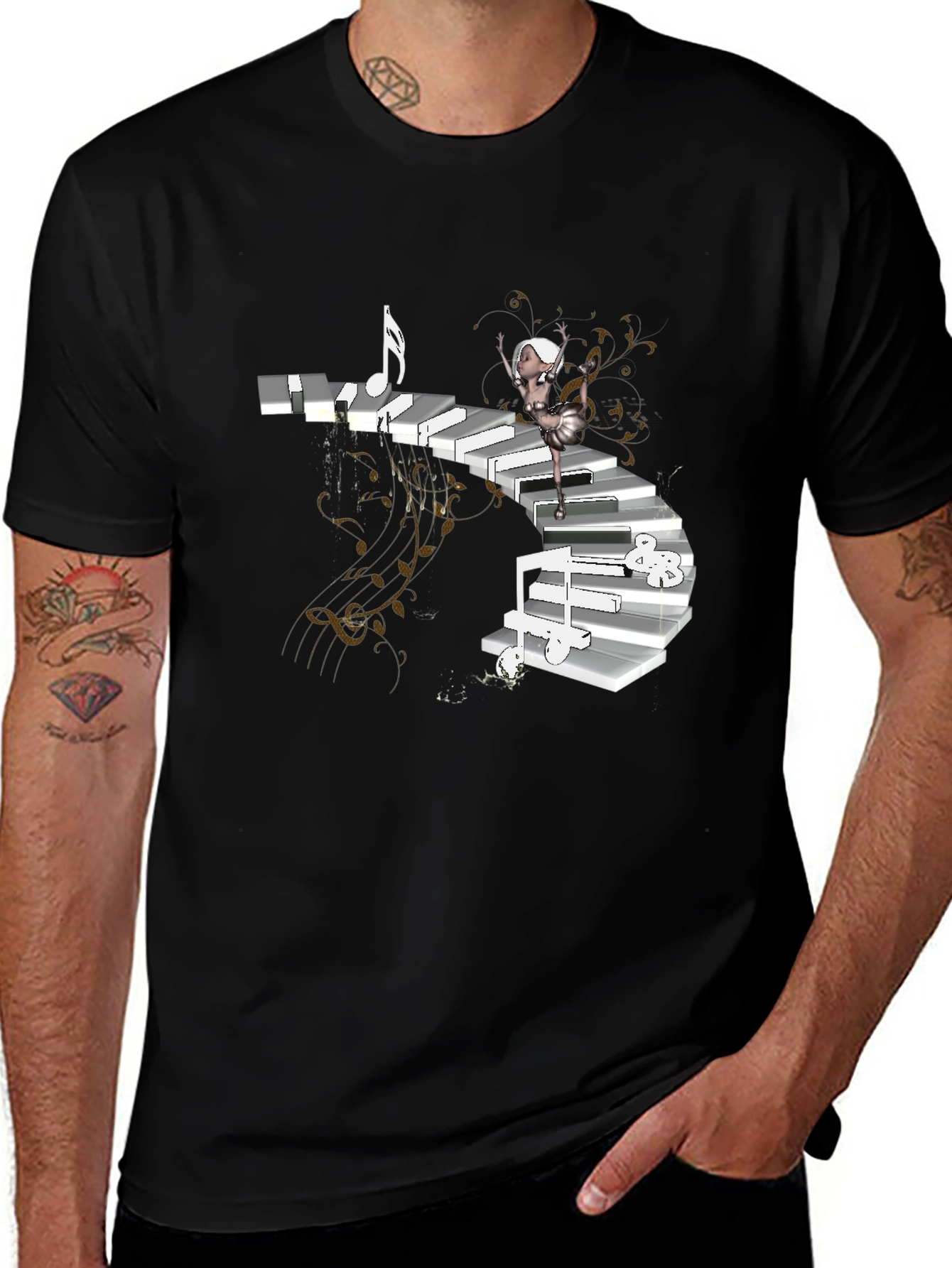Variant 8 of Piano Stairs Dancer Black T-Shirt
