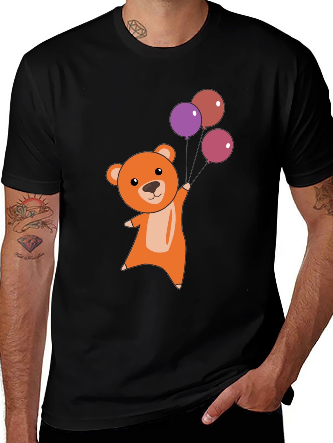 Variant 18 of Cute Bear Holding Balloons Graphic T-Shirt