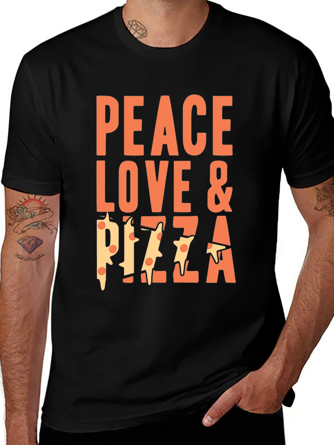 Variant 30 of Peace Love & Pizza Graphic T-Shirt