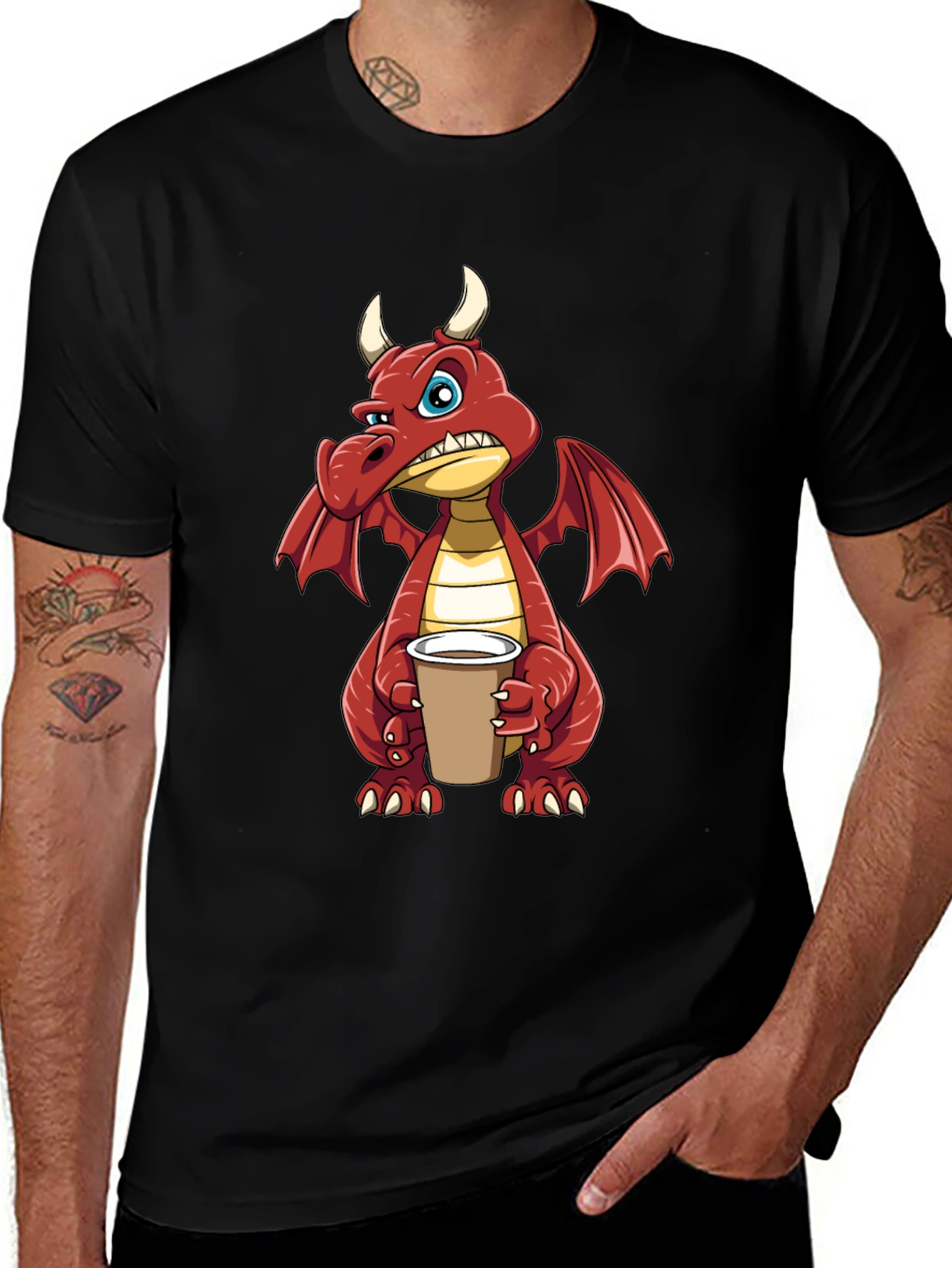 Variant 9 of Grumpy Dragon Coffee T-Shirt - Soft Cotton Tee
