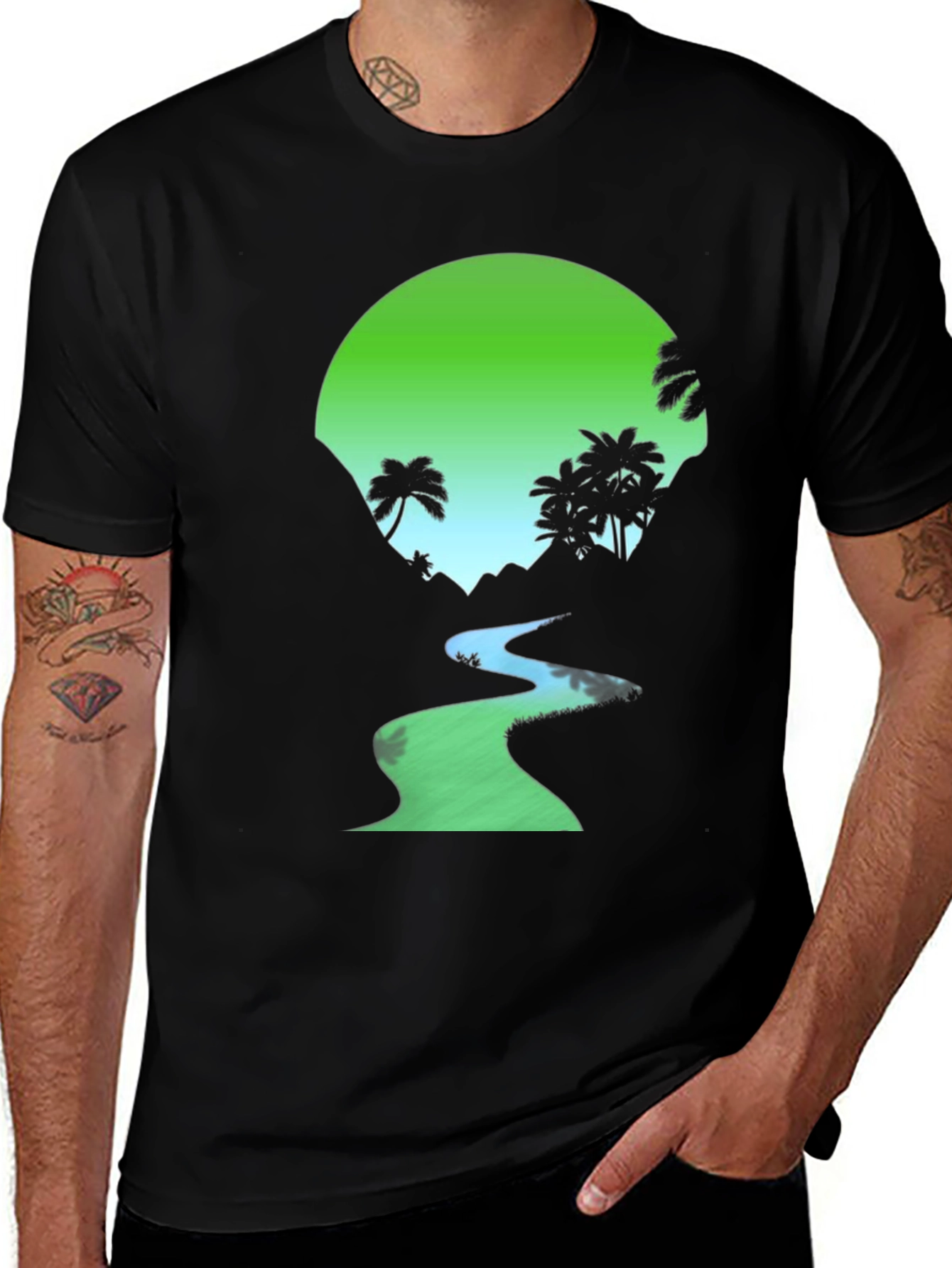 Variant 4 of Tropical River Graphic Tee - Black