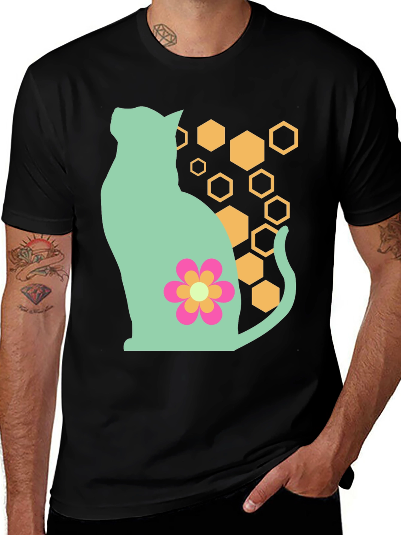 Cat & Flower Graphic Tee